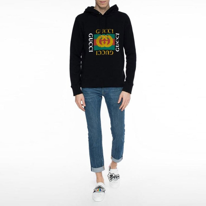 GUCCI Gucci Vintage Crew Popover Hoody 'Black' 454585-X5J57-1015 outlook