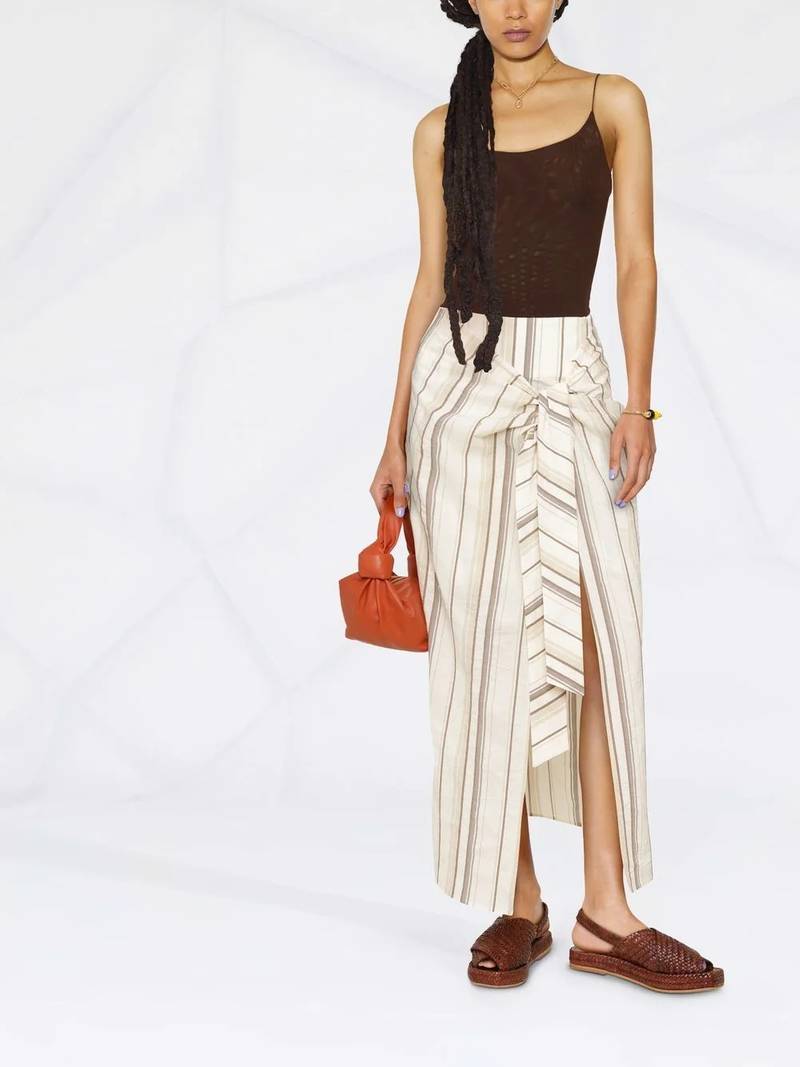Brunello Cucinelli striped wrap skirt outlook