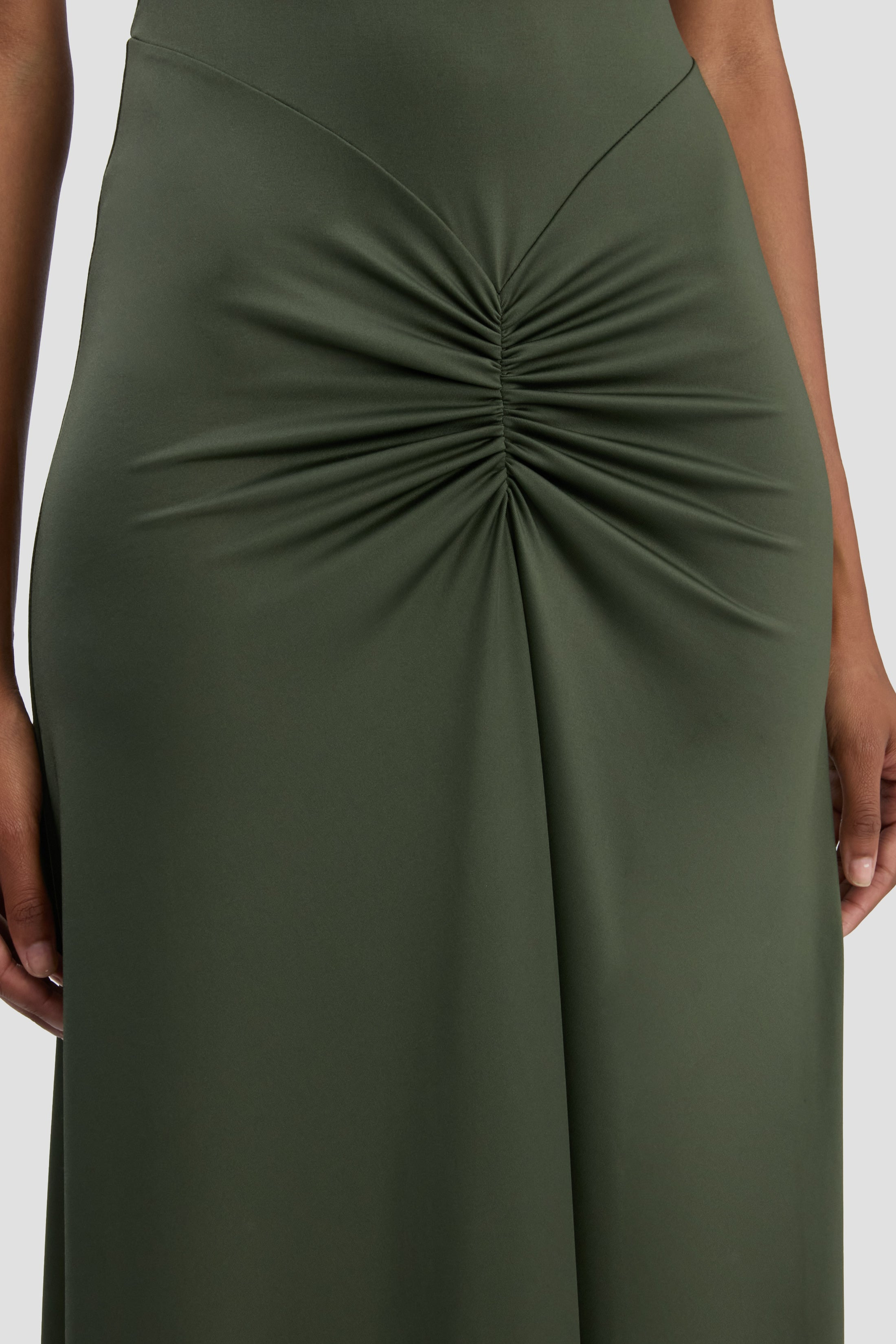 Gathered Waist T-Shirt Midi Dress In Oregano - 3