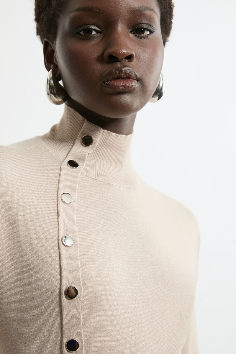 KAREN MILLEN Viscose Blend Popper Detail Knit Jumper outlook