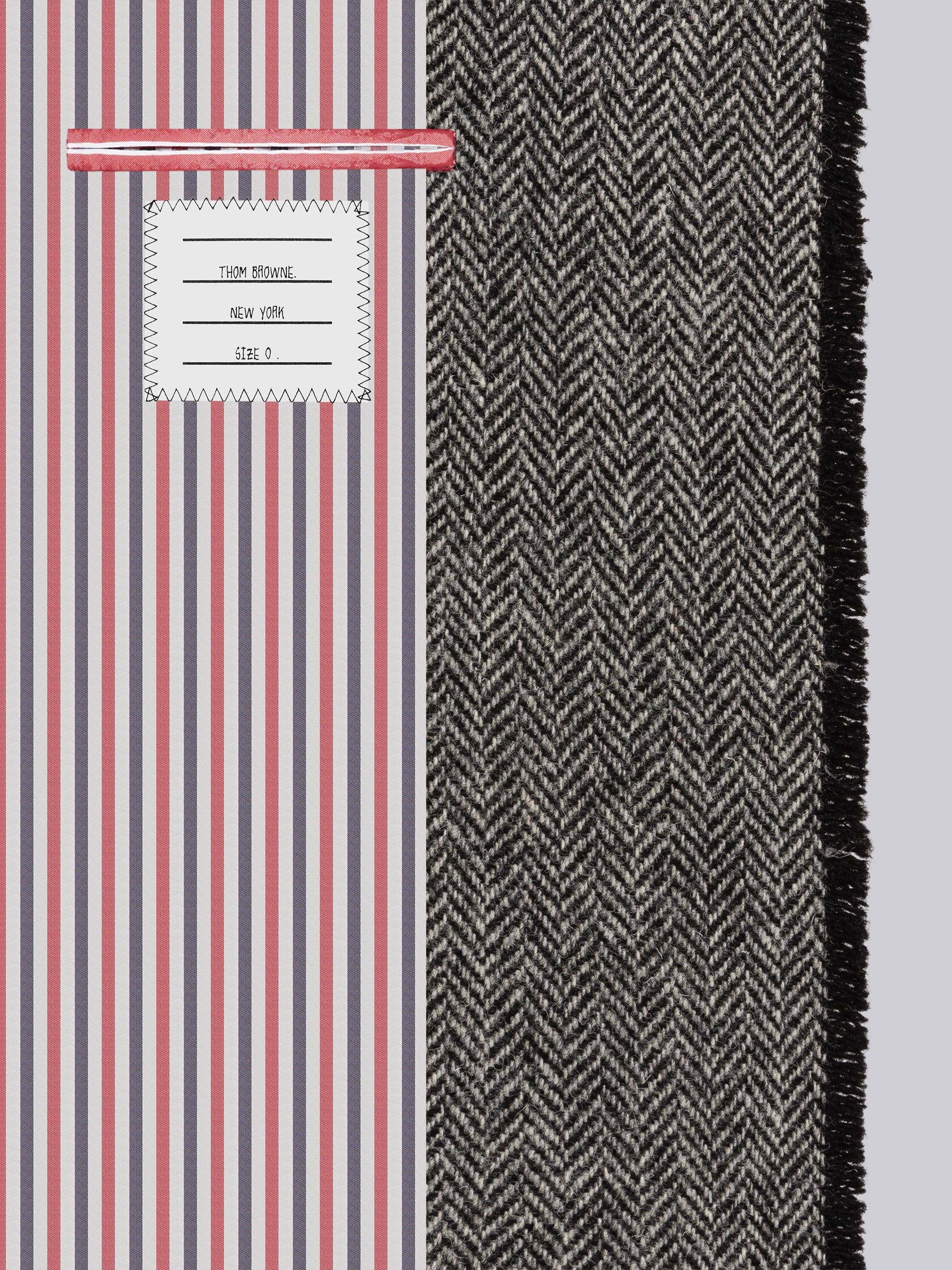 Herringbone Harris Tweed Frayed Back Tab Overcoat - 5