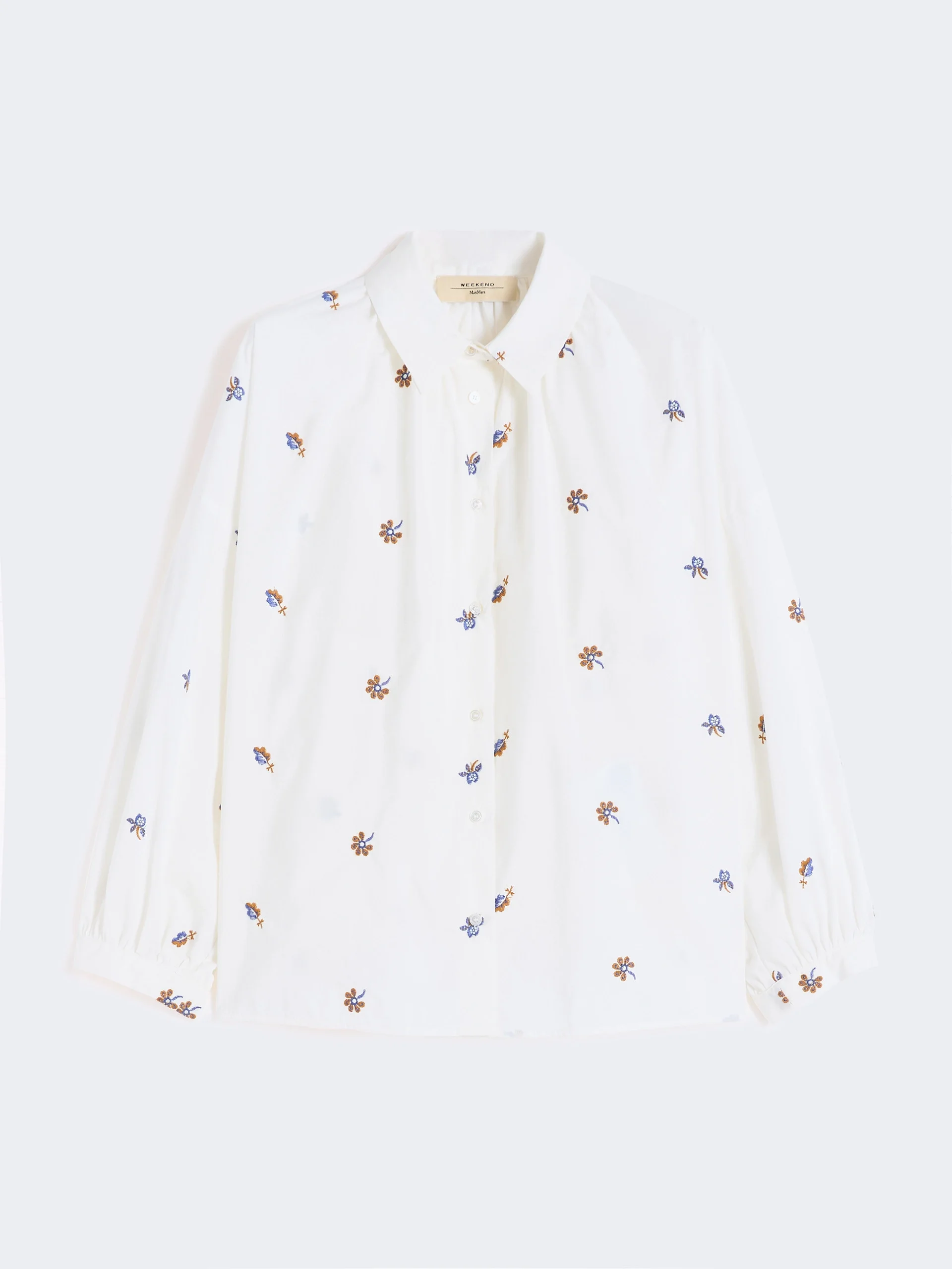 Poplin shirt with embroidery - WHITE - 1