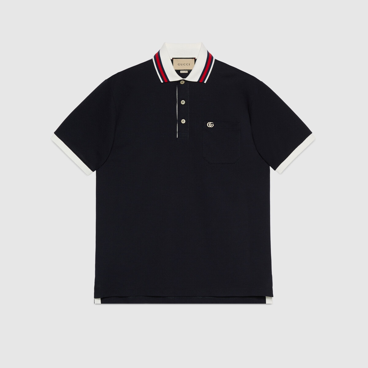 Cotton piquet polo with Double G - 1