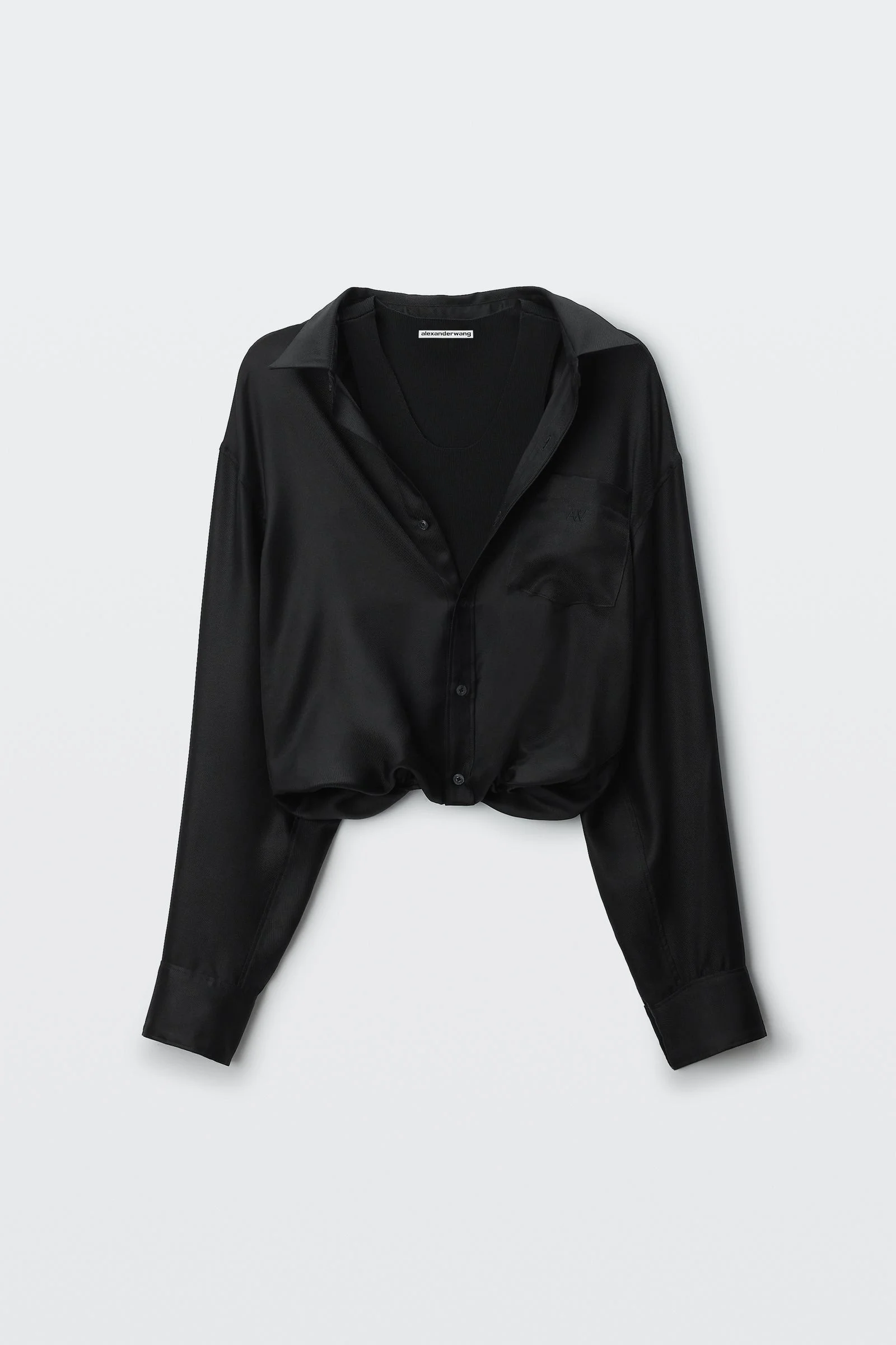 silk layered cami shirt top - 1