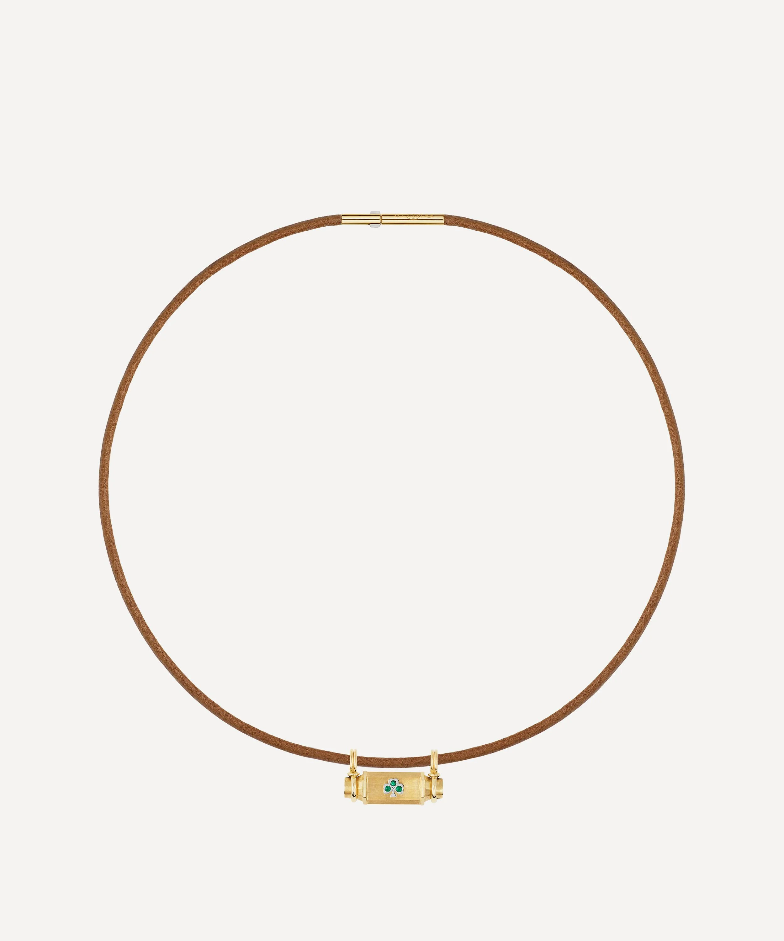 18ct Gold Emerald Clover Smash Locket Necklace - 1