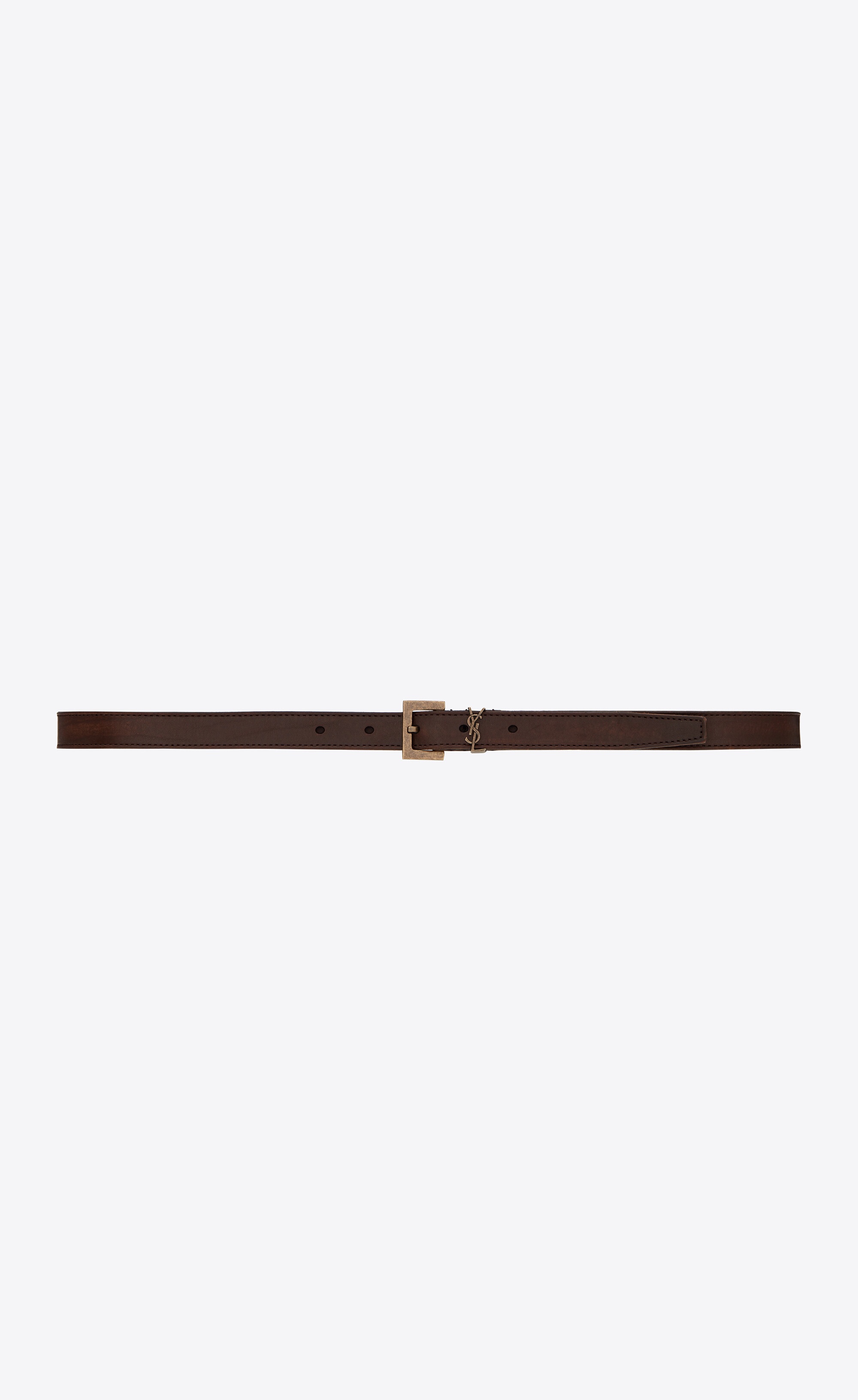 monogram thin belt with square buckle in leather - 1