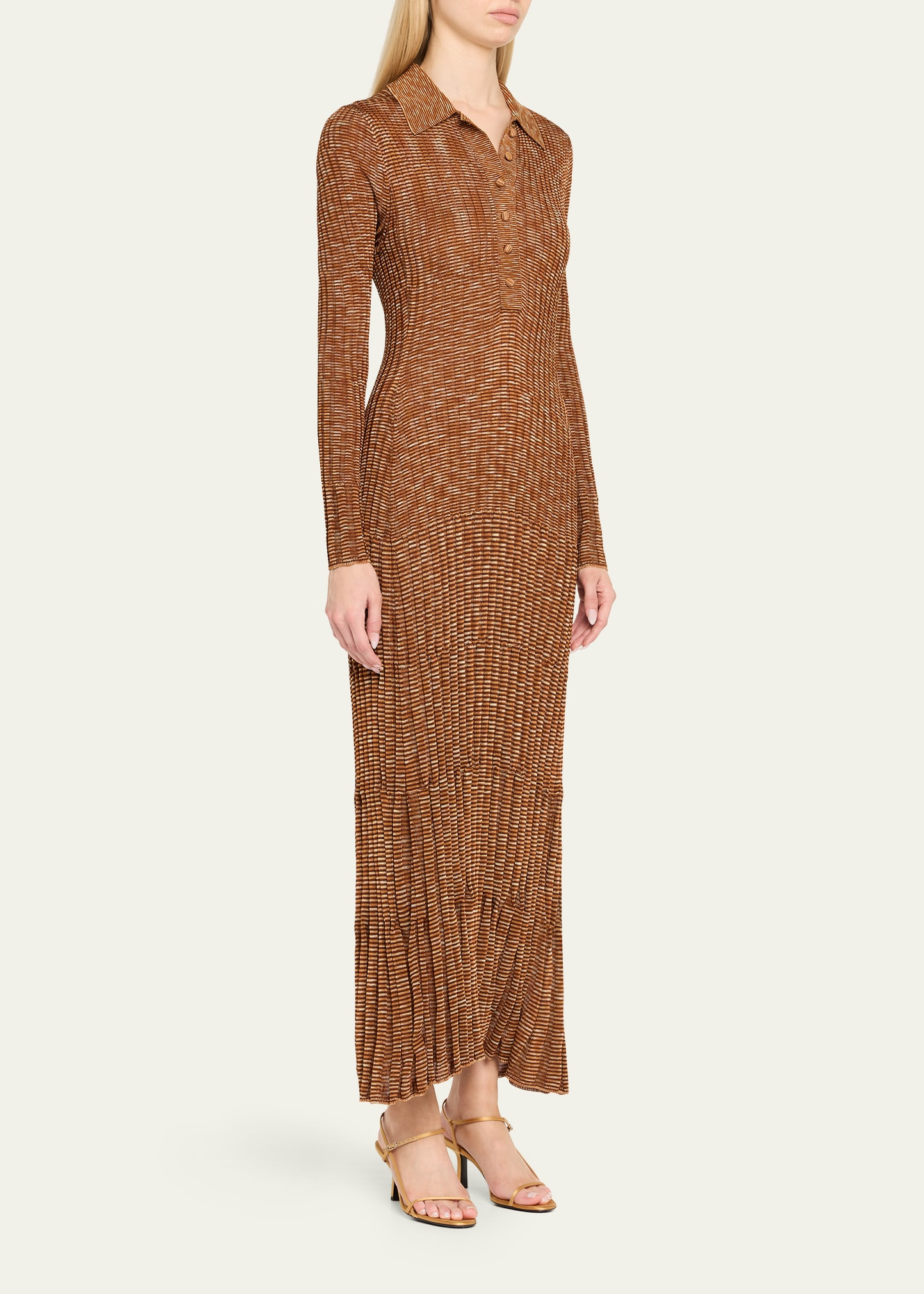 Long-Sleeve Mouline Midi Dress - 4