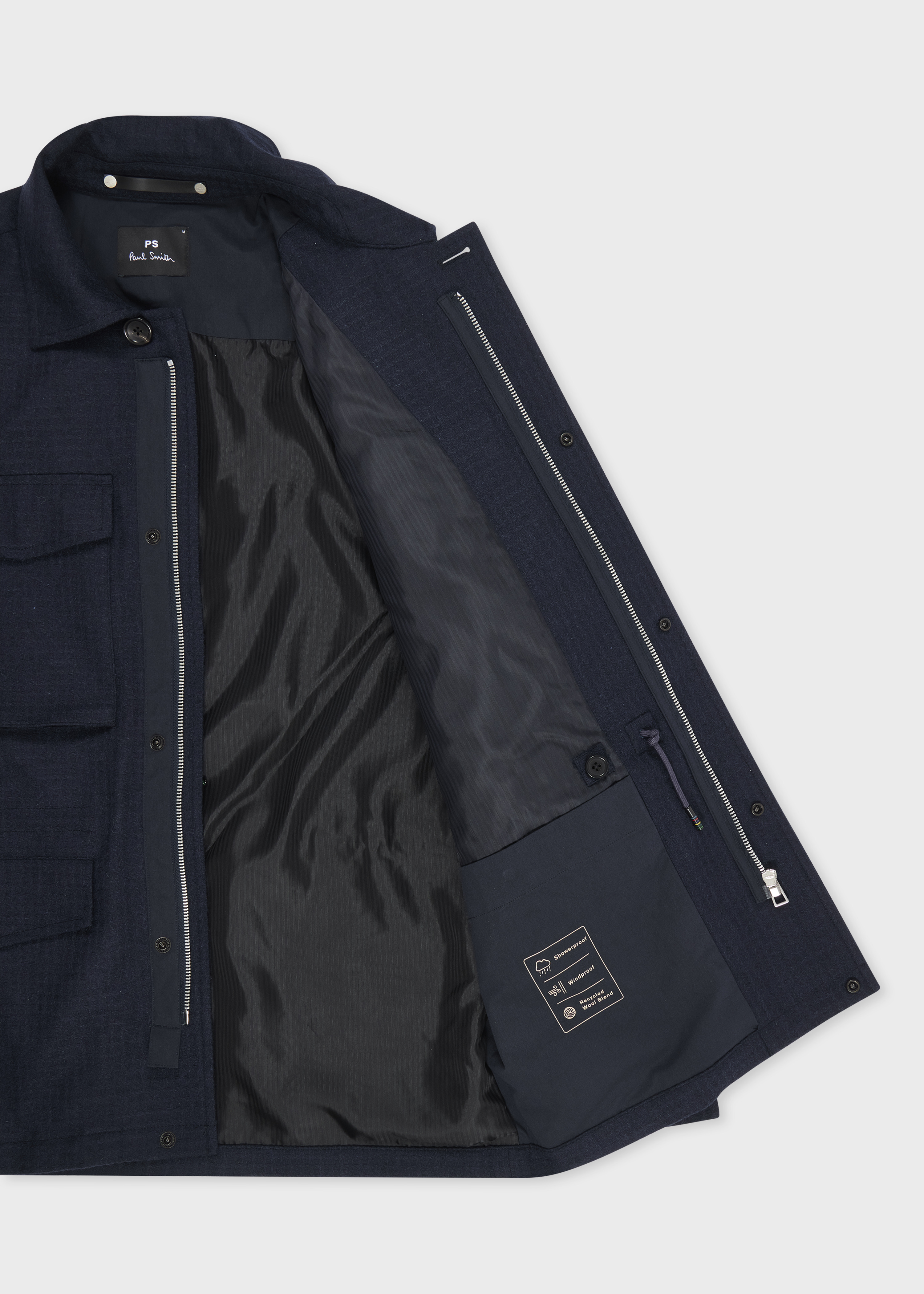 Navy Textured Wool-Blend Field Jacket - 4