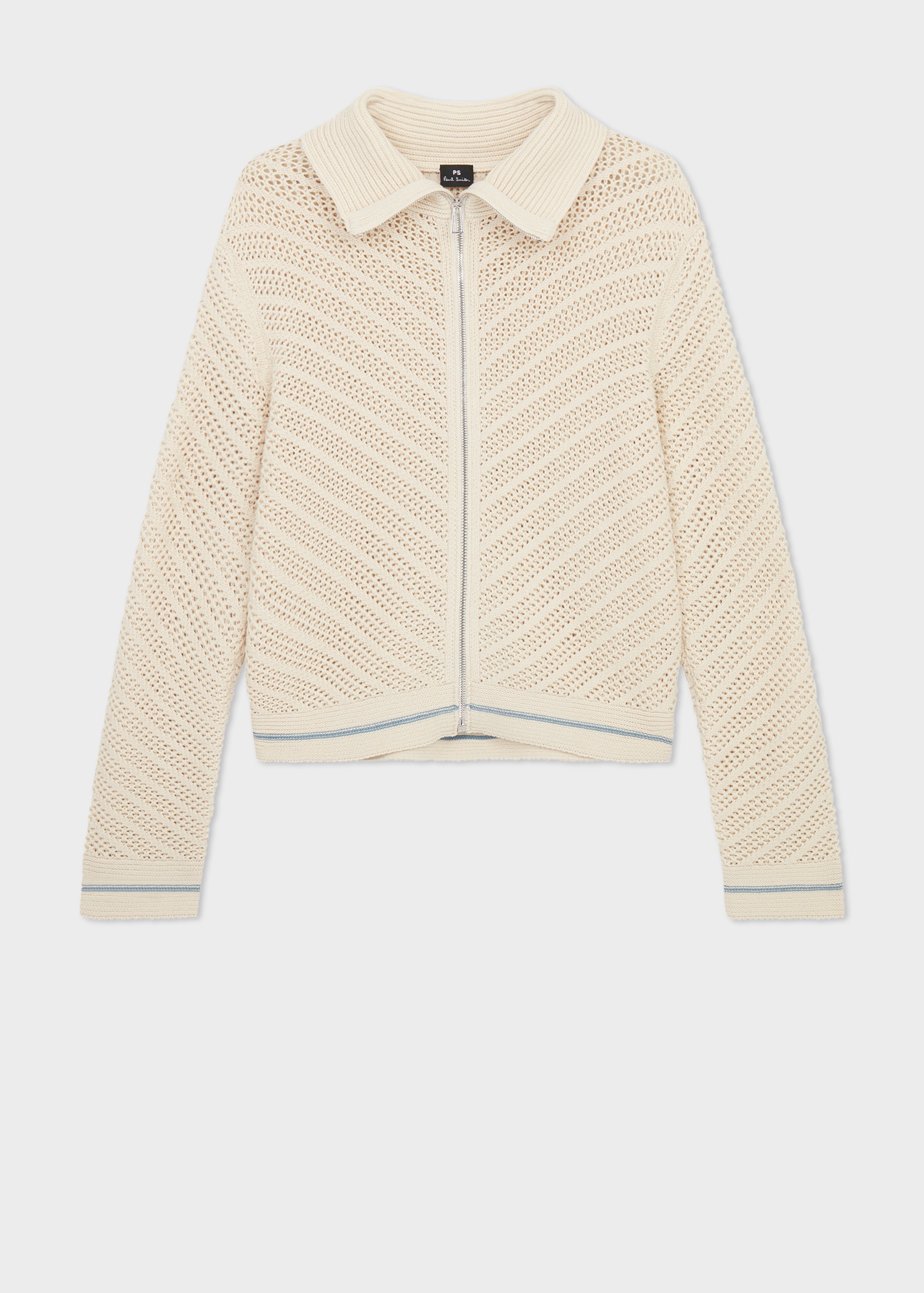 Women's Cotton-Blend Perforated Zip Cardigan - 1