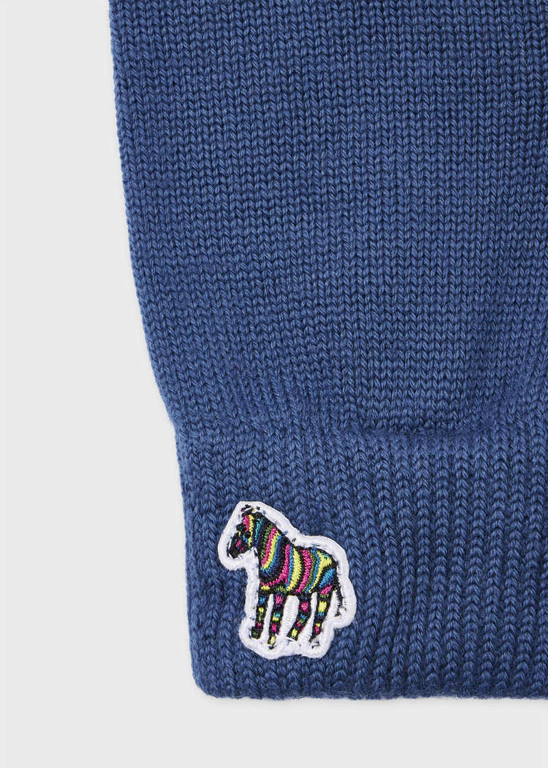 Paul Smith Blue Zebra Logo Wool Gloves outlook