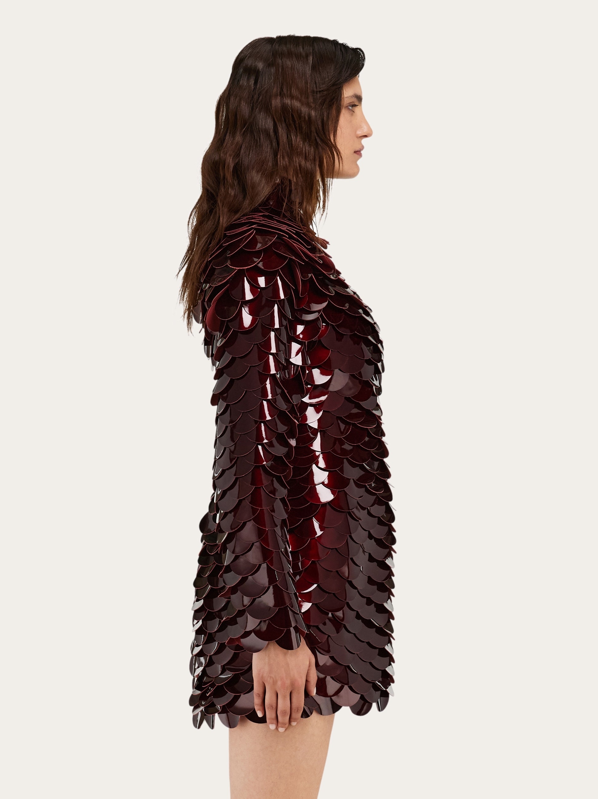 Mini dress with patent leather scales - 3