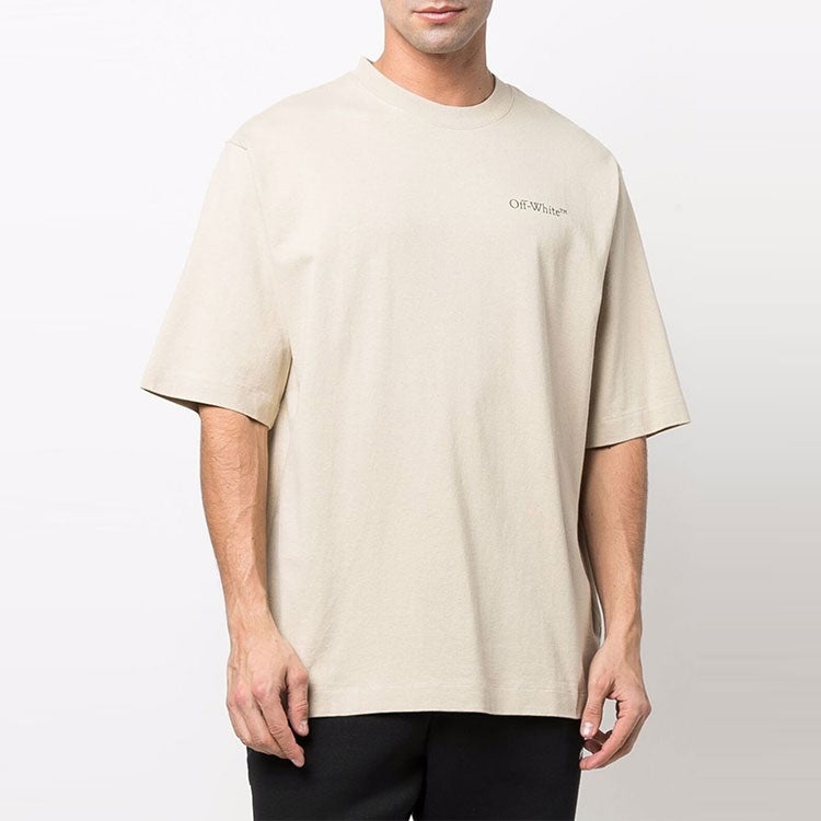OFF-WHITE SS22 Logo Round Neck Pullover Short Sleeve Loose Fit Khaki OMAA119S22JER0041710 - 2