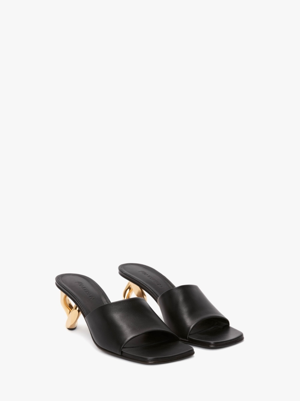CHAIN HEEL LEATHER SANDALS - 2