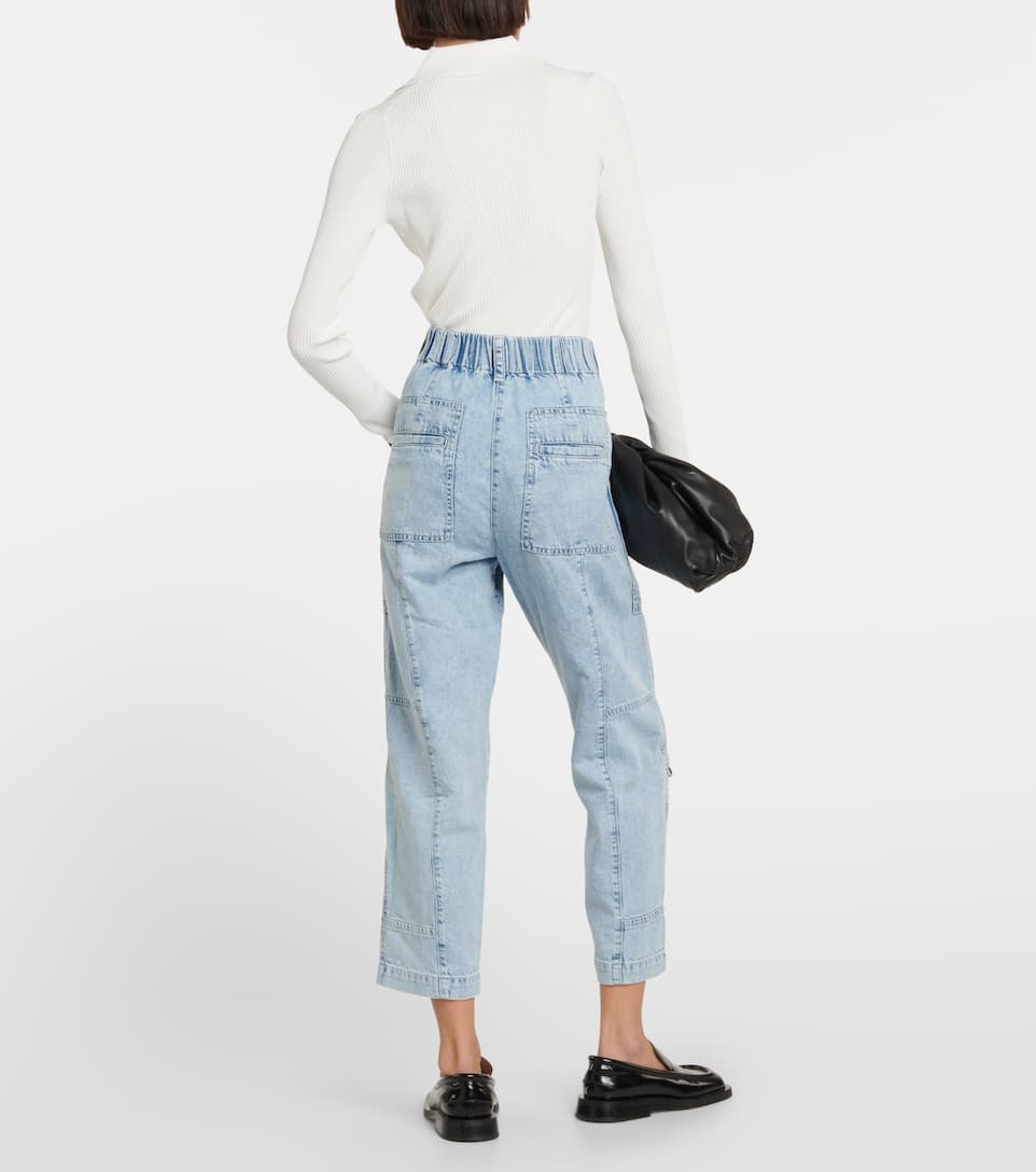 Chambray high-rise cargo jeans - 3