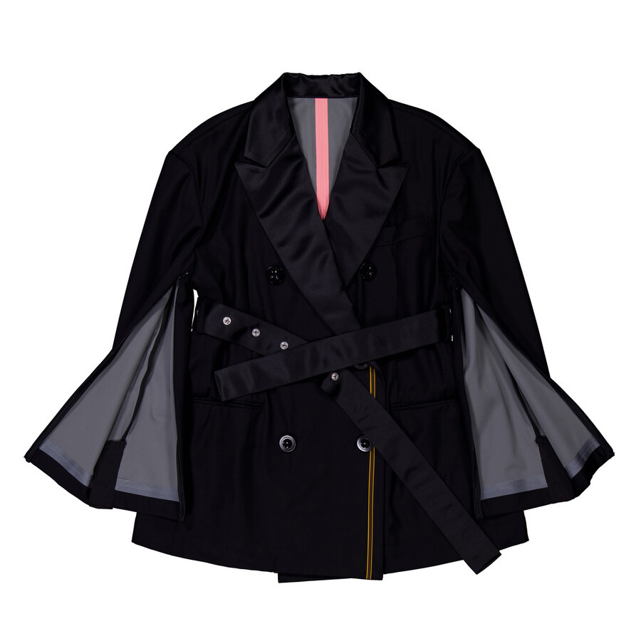 Sacai Ladies Black Loro Piana Suiting Jacket, Brand Size 2 (Medium) - 2
