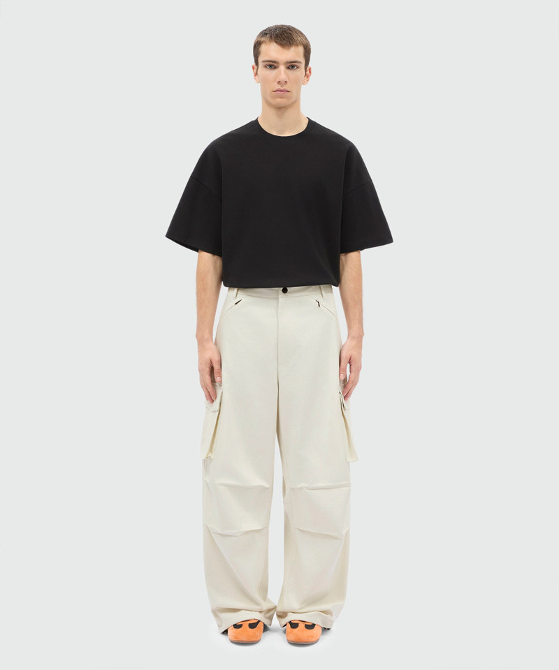 MSGM Ice grey cotton gabardine trousers with patch pocket detail on the leg outlook