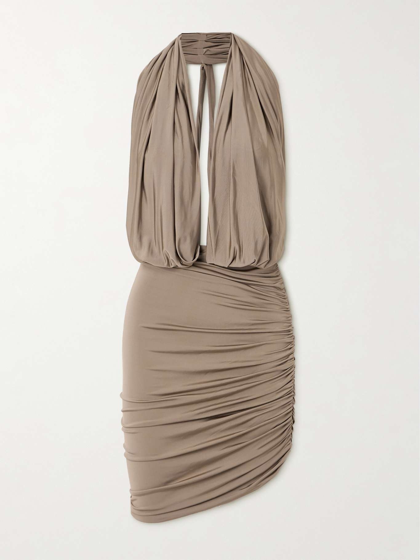 Ruffled satin-jersey midi dress - 1