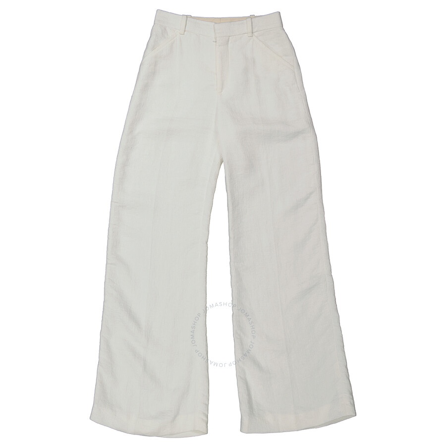 Chloe Ladies Iconic Milk Flared Ribbed Trousers - 4