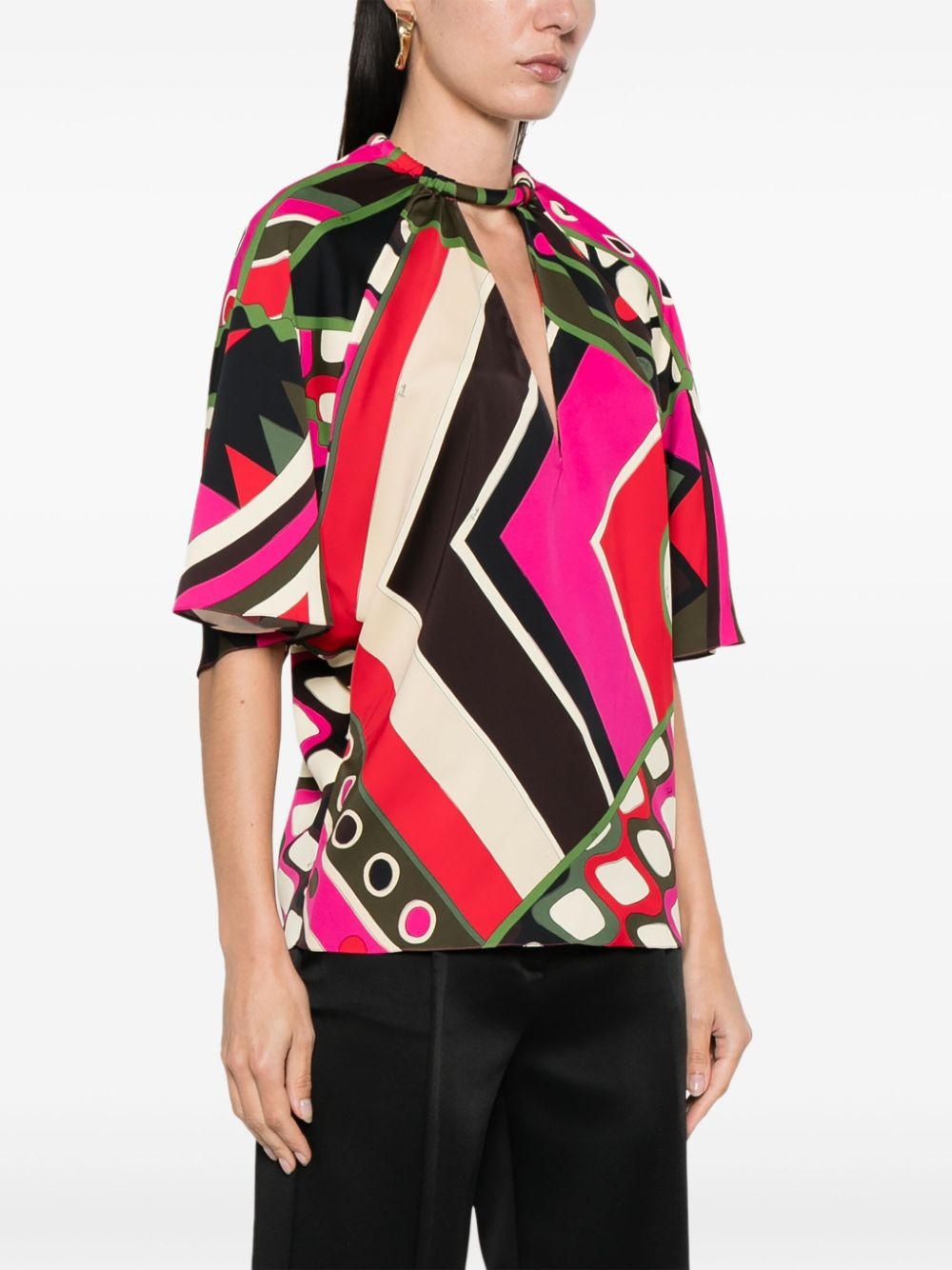 Vivara-print V-neck blouse - 3