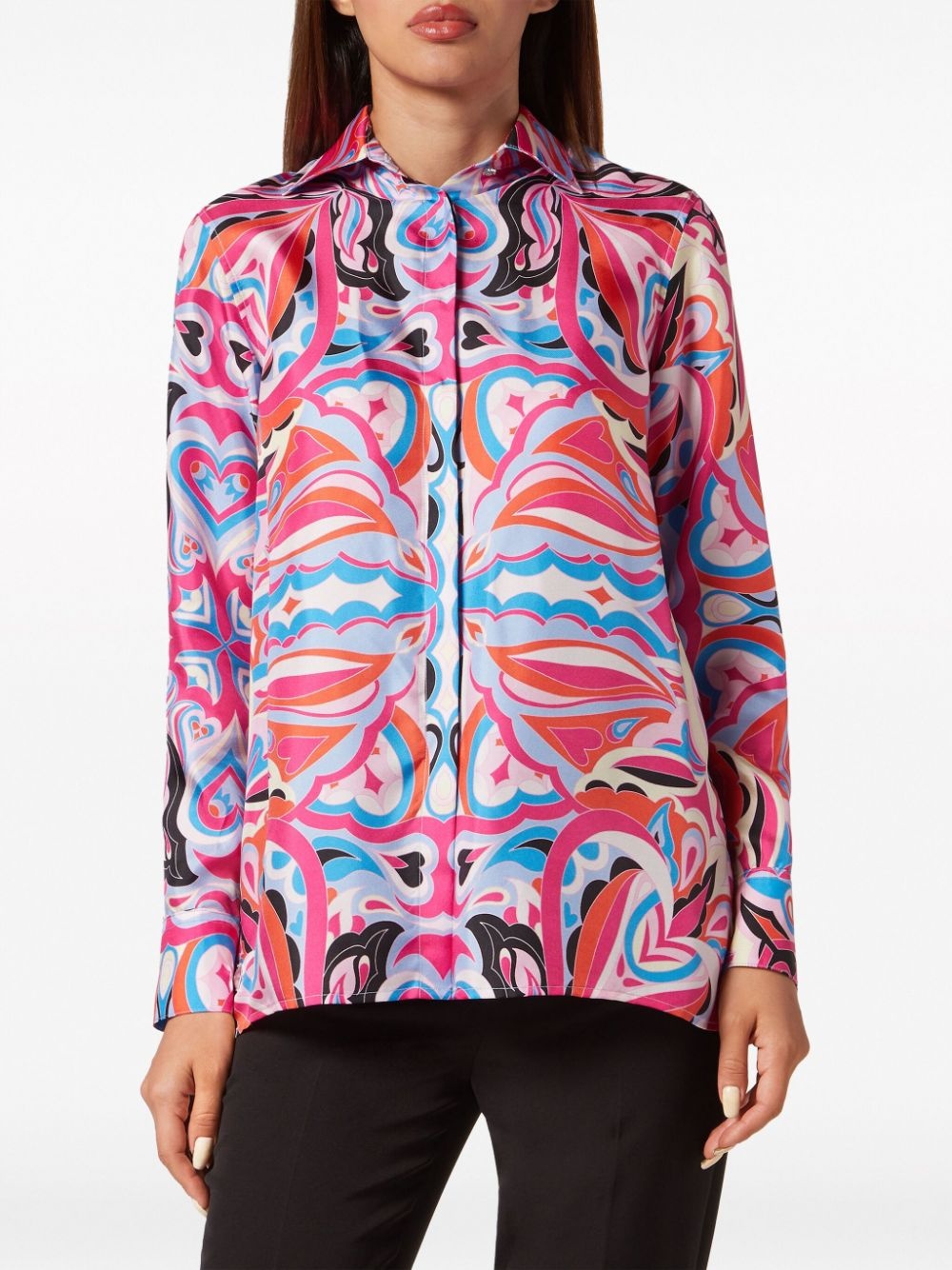 all-over graphic-print silk shirt - 3
