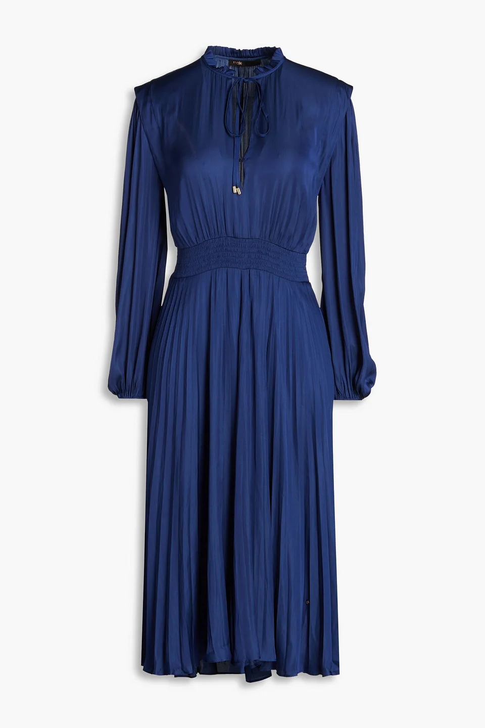 Pleated satin midi dress - 1