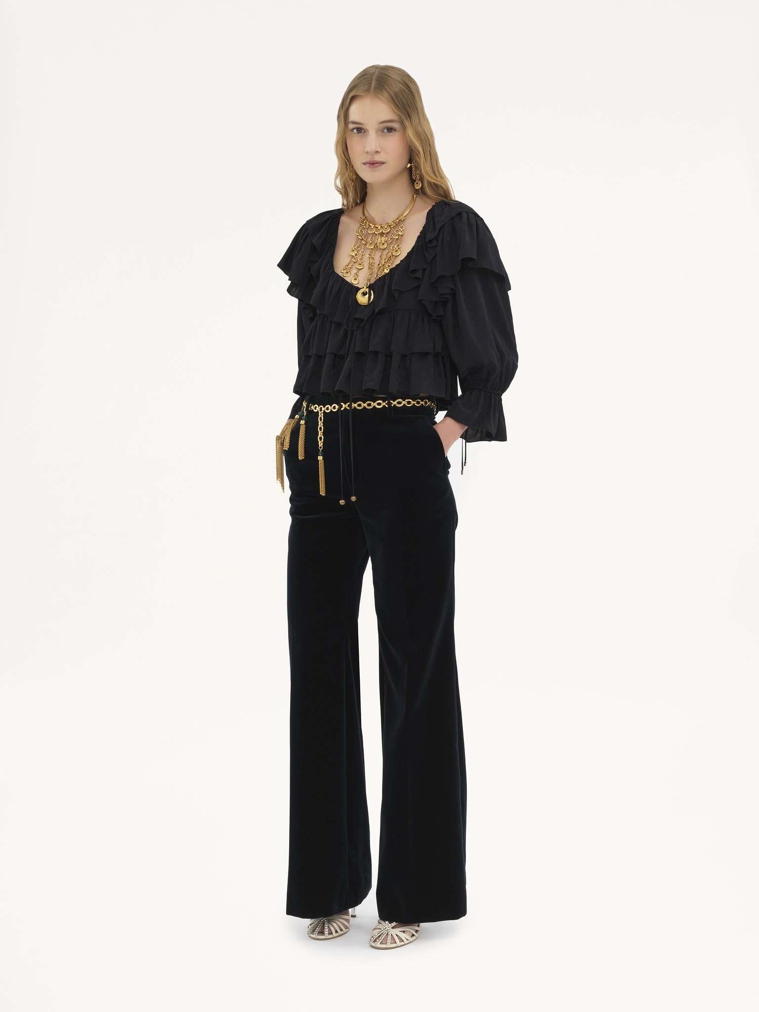 FLARED TAILORED PANTS IN VELVET - 3