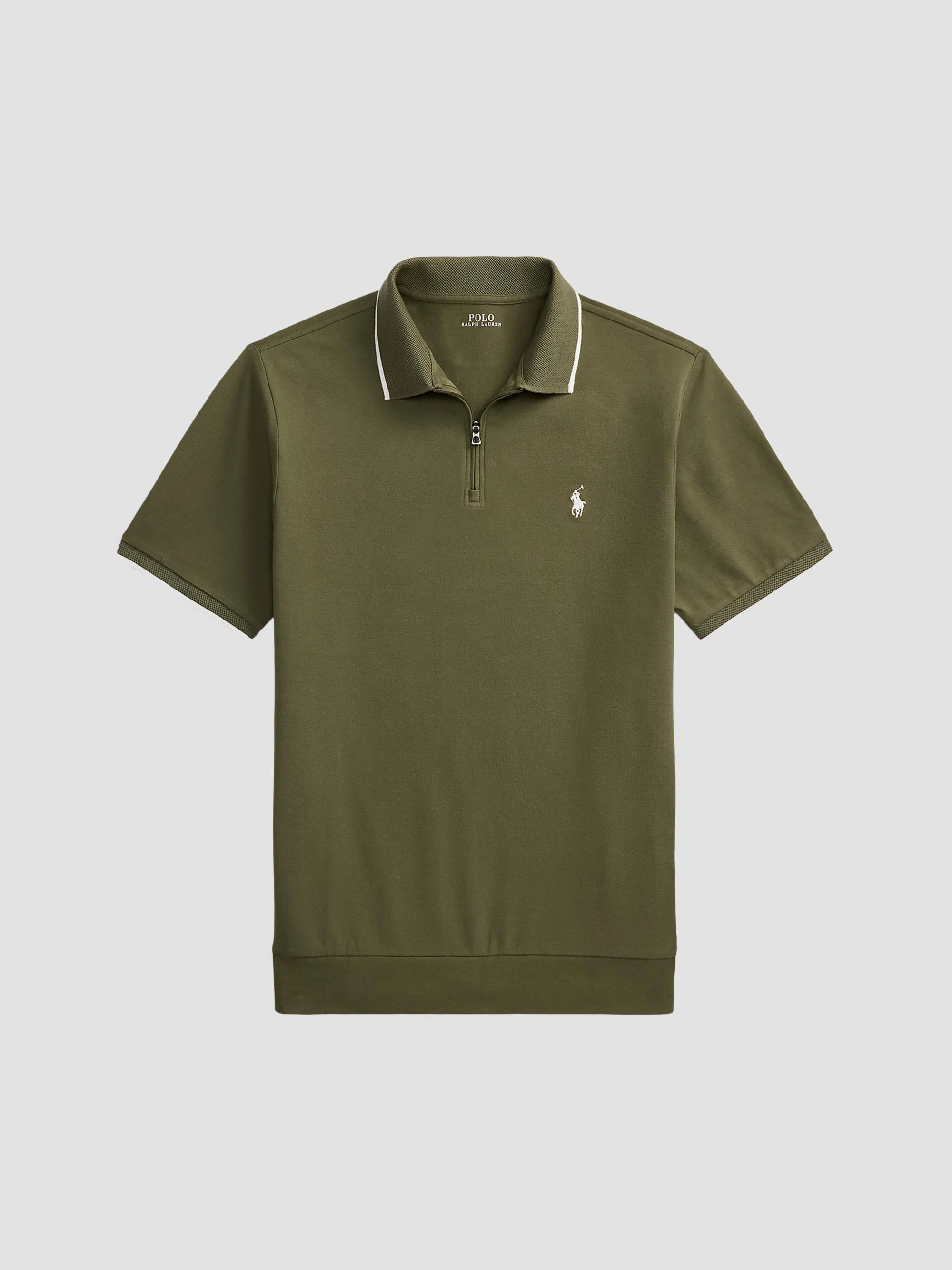 Men's Classic-Fit Stretch Mesh Zip Polo Shirt - Cruise Olive - 1