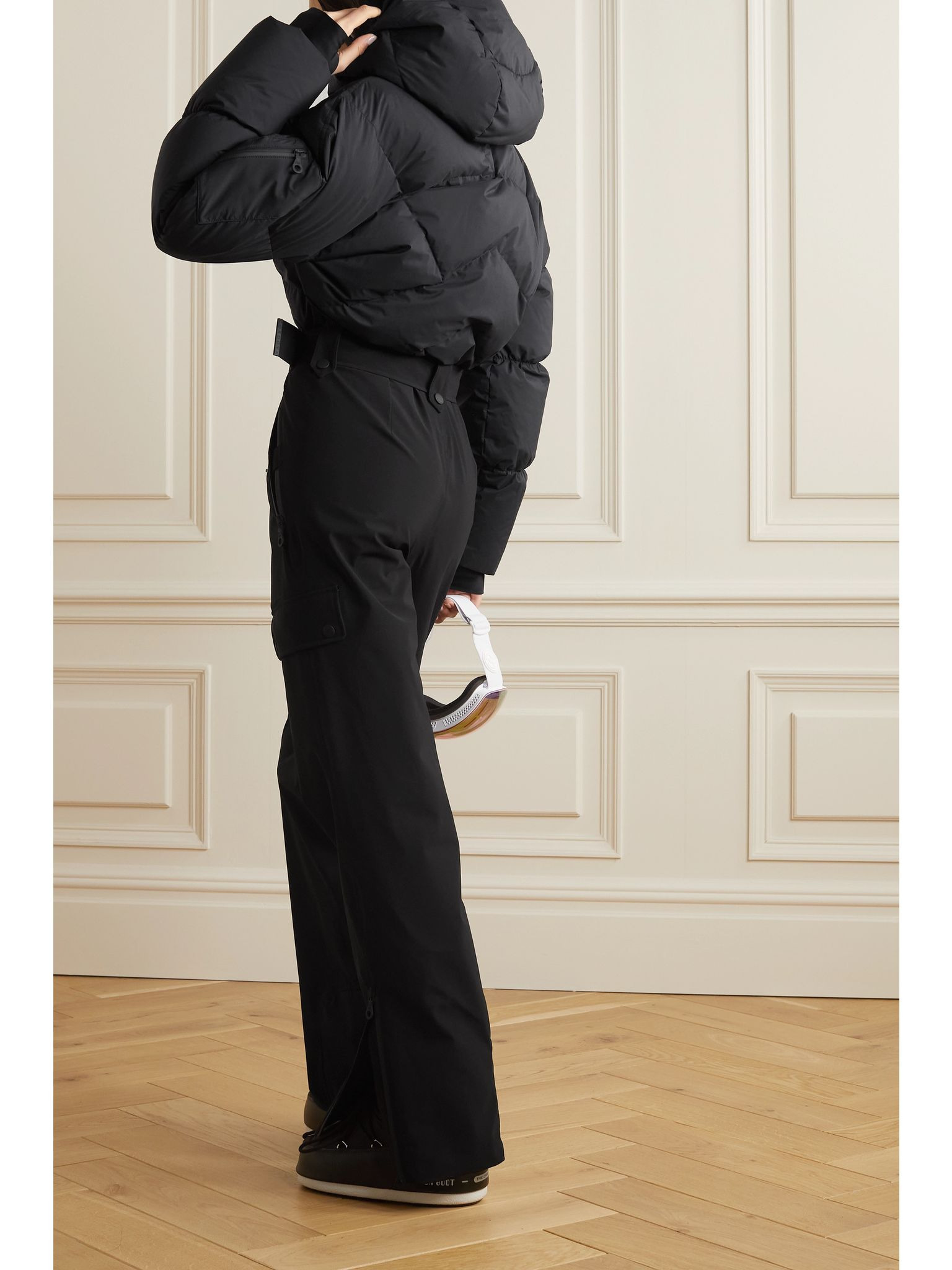 Sommet hooded belted padded ski suit Black - 3