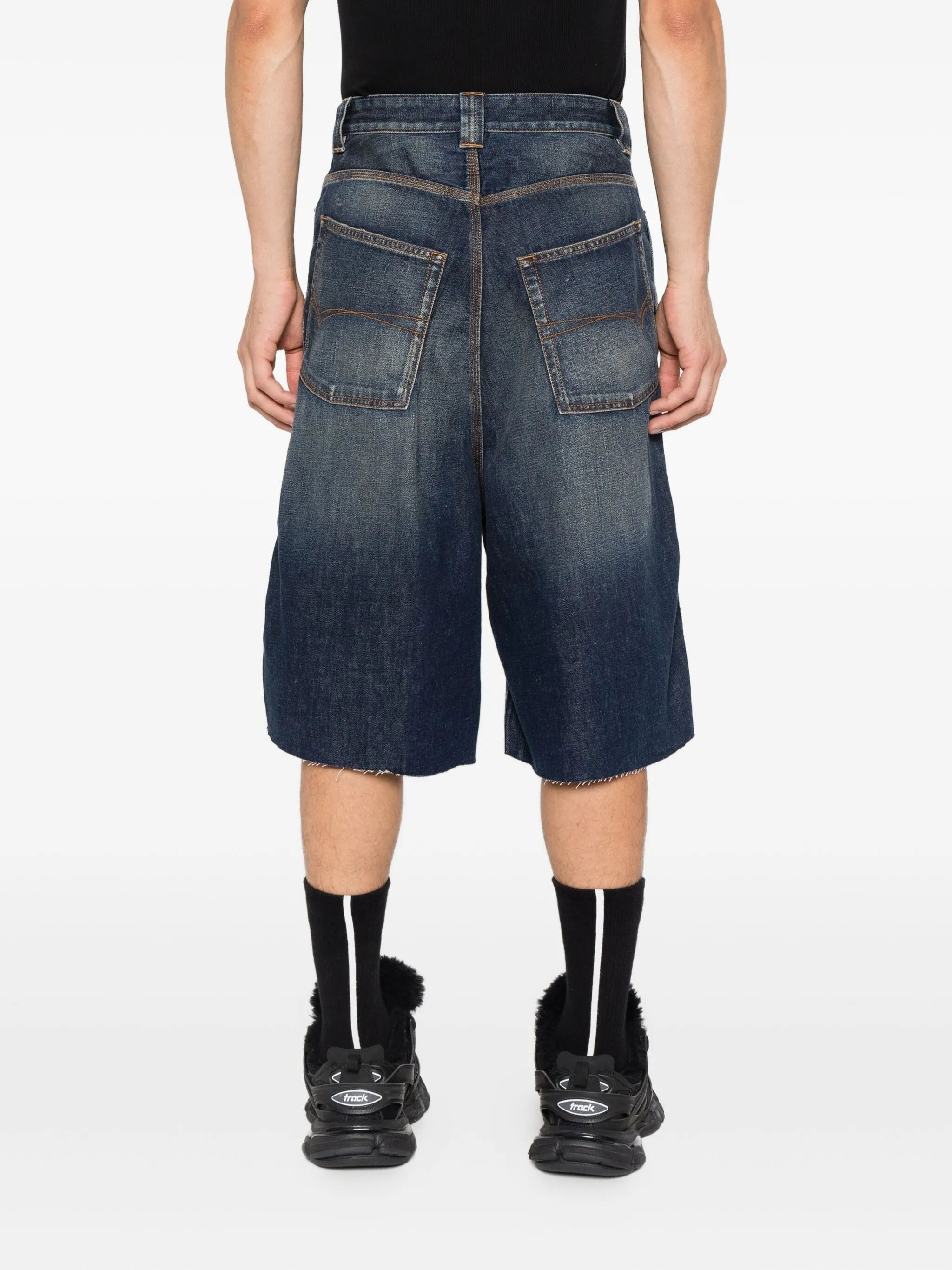 Balenciaga Frayed-hem Denim Shorts - 2