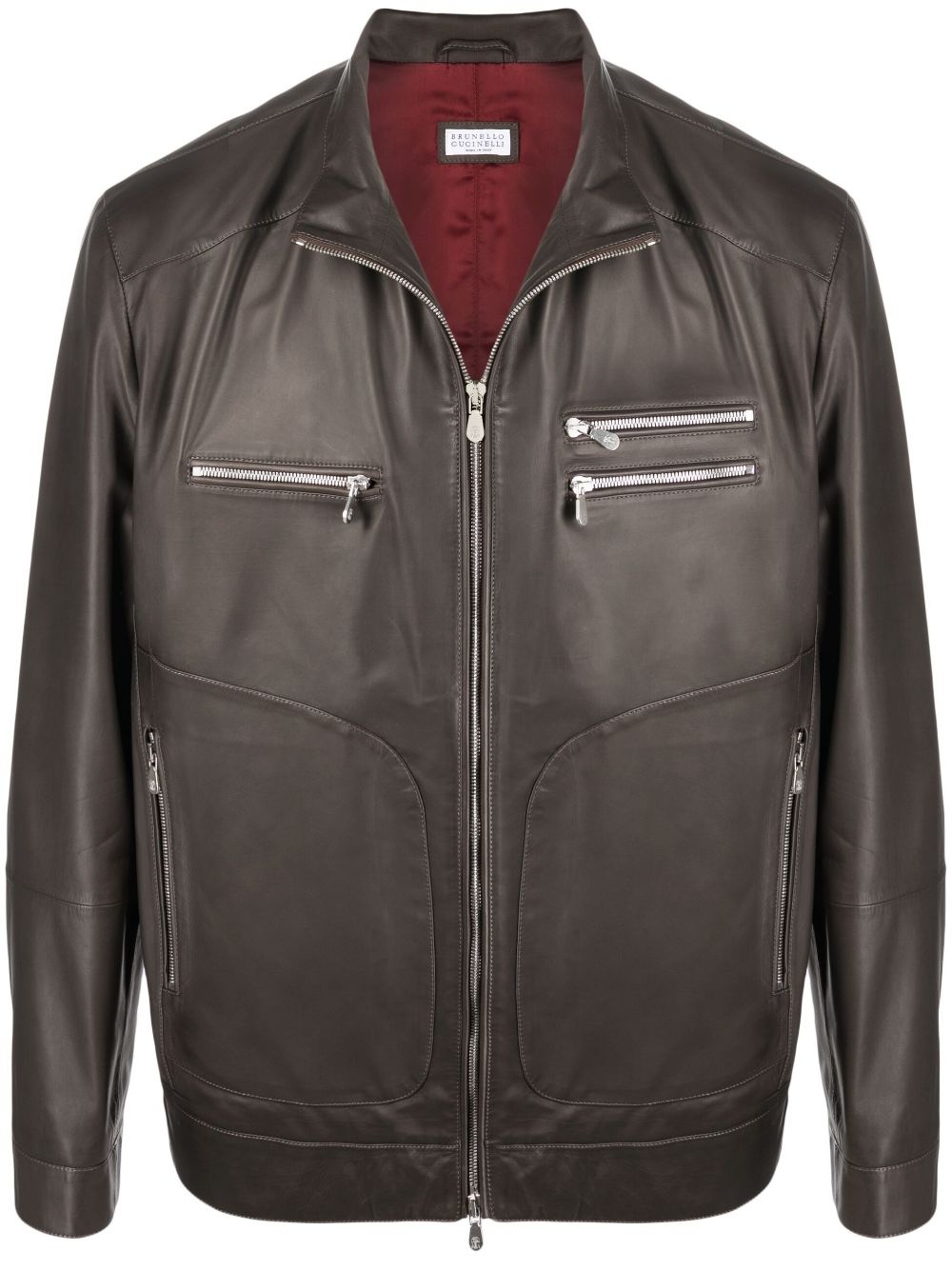 zip-up leather jacket - 1