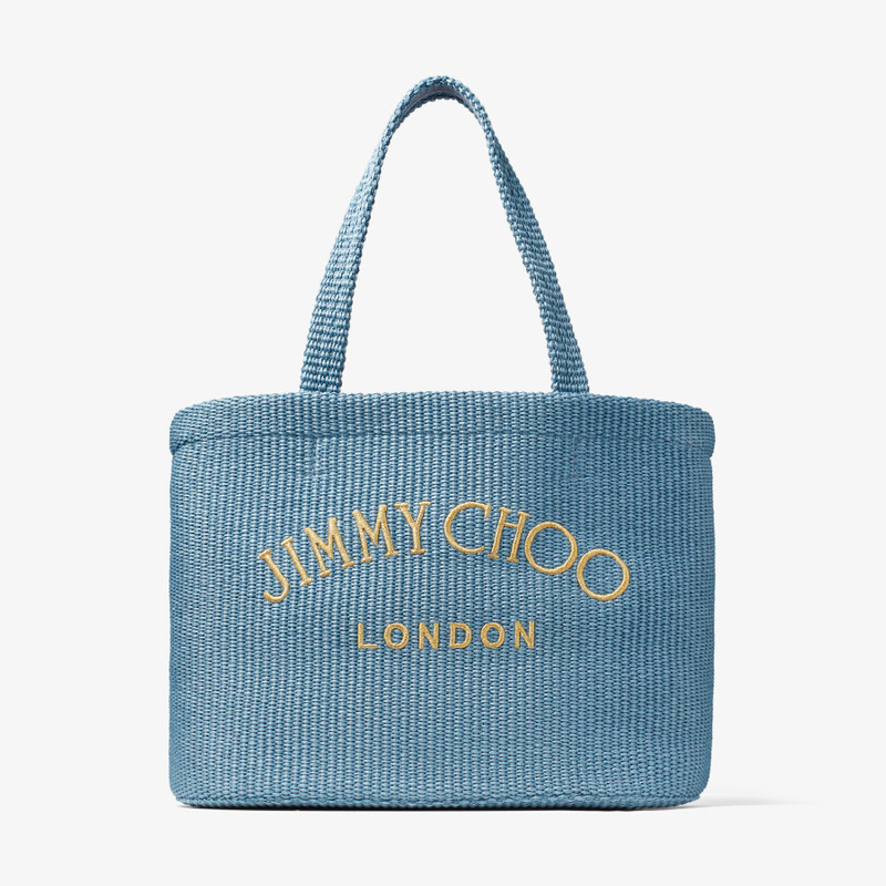 Beach Tote 
Smoky Blue Raffia Tote Bag with Jimmy Choo Embroidery 1