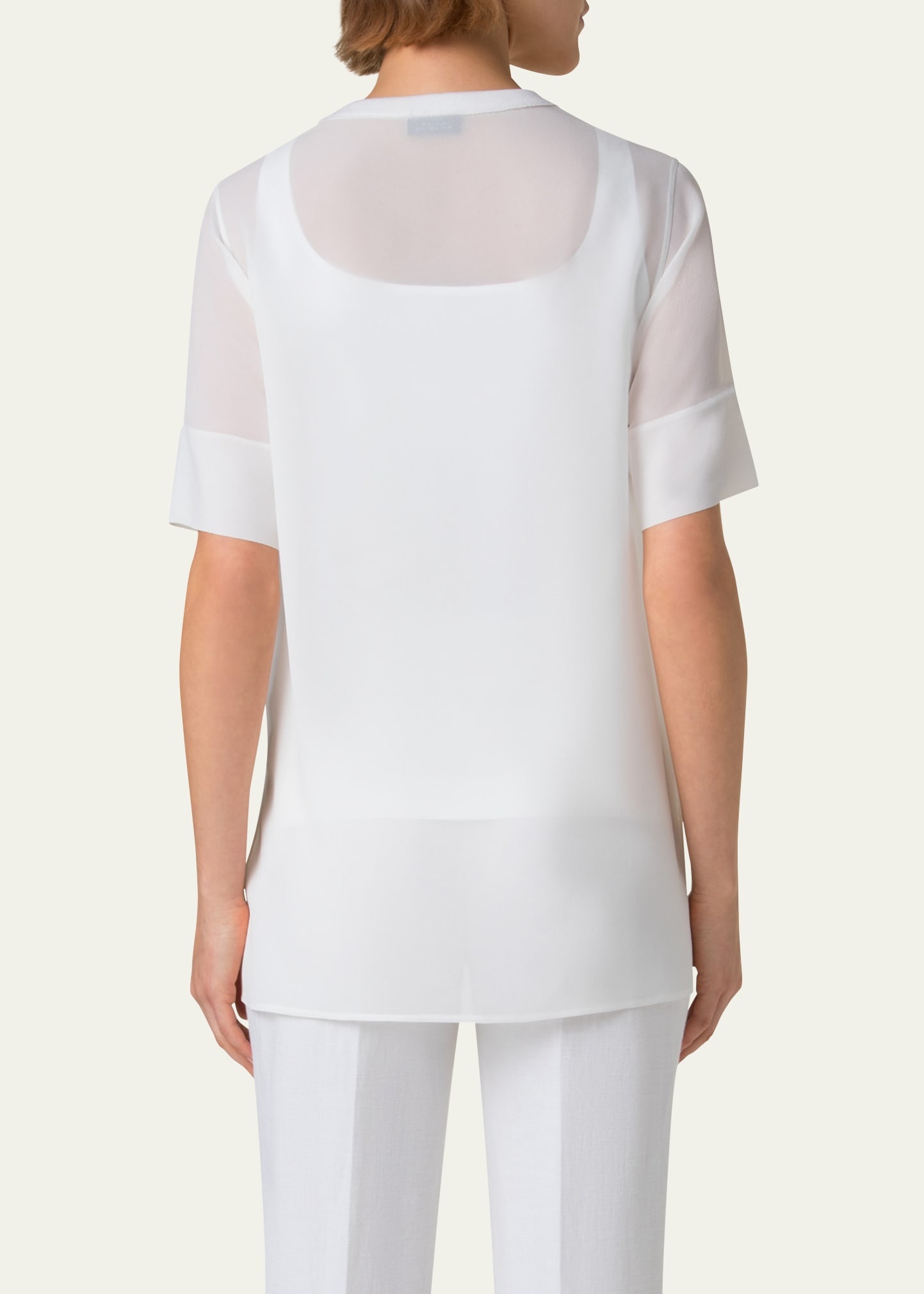 Round Neck Silk Georgette Blouse - 3