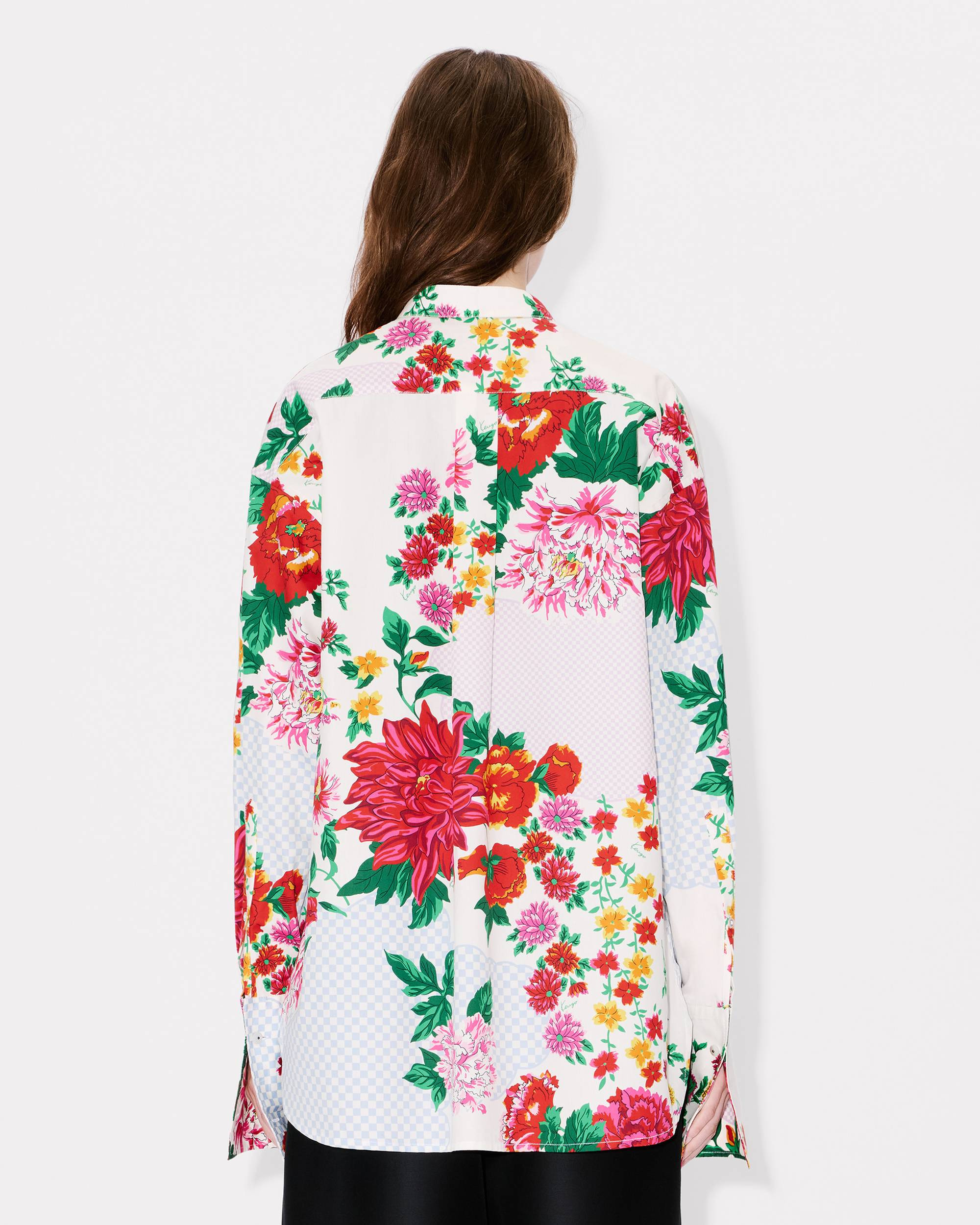 'KENZO Archive Floral' stand collar shirt in cotton silk - 4