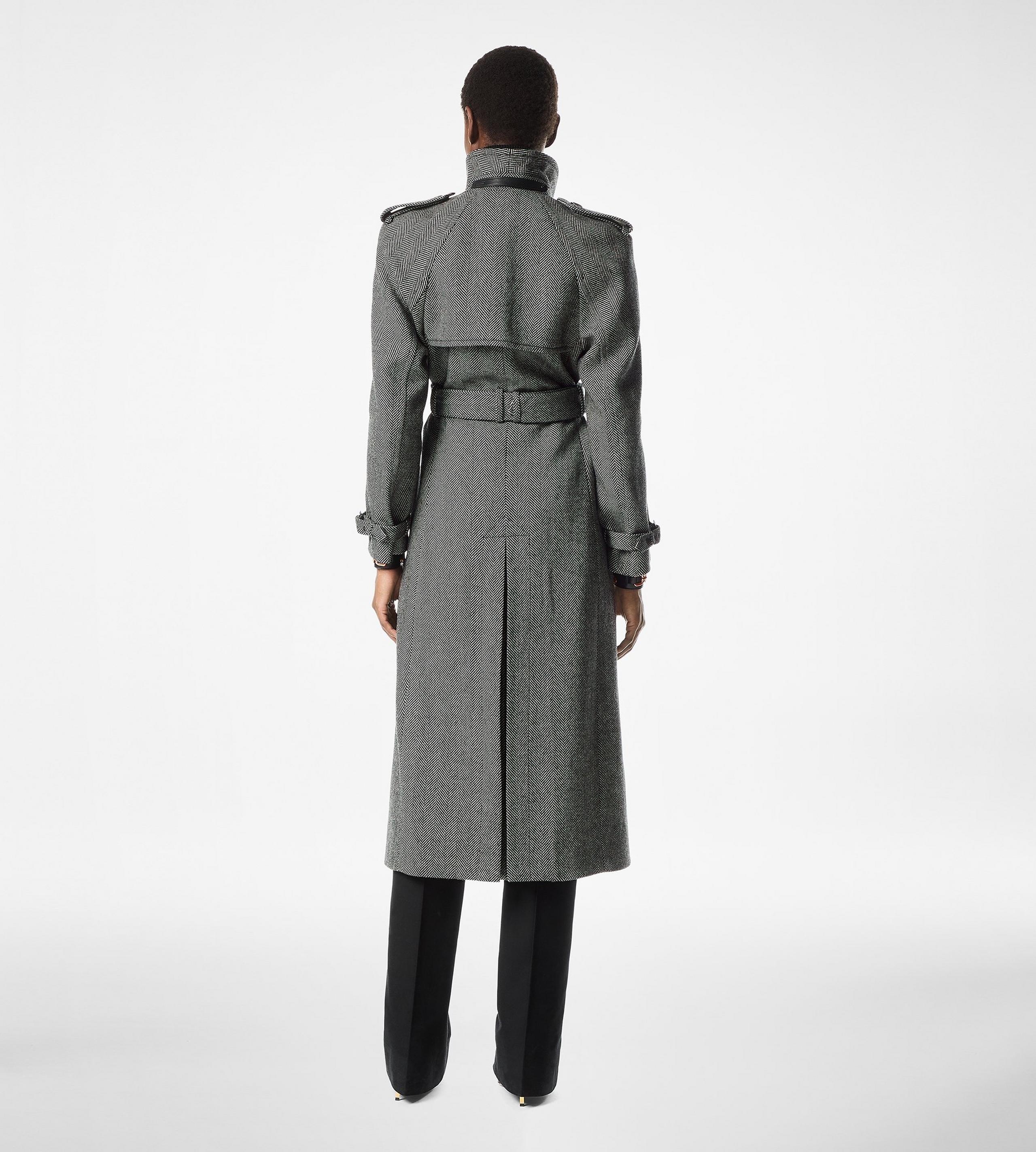 VIRGIN WOOL HERRINGBONE FUNNEL COAT - 3