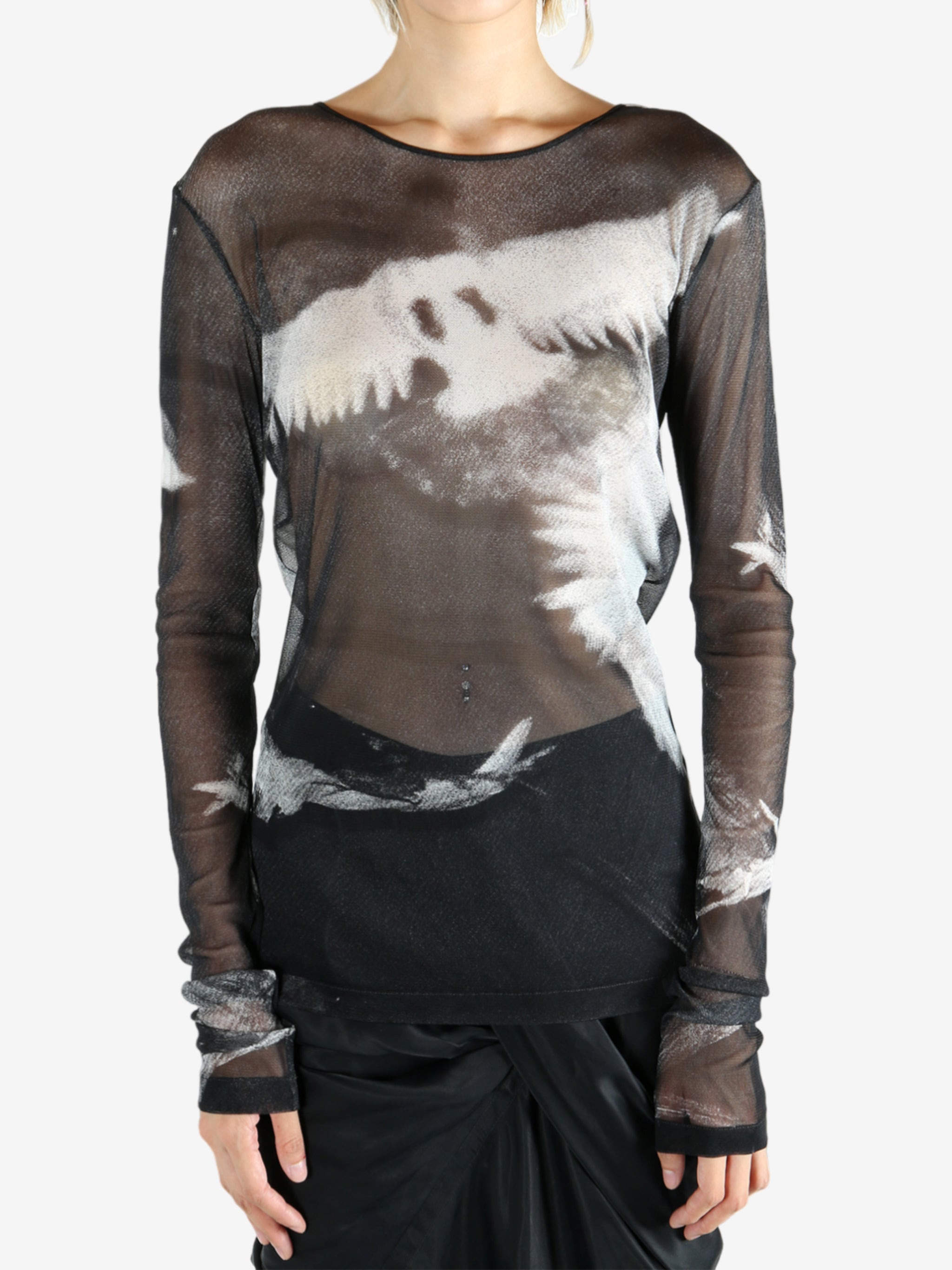 ANN DEMEULEMEESTER - Women Fiene Slim Fit Long Sleeve T-Shirt With "Angel Divine" Embroidery - 1