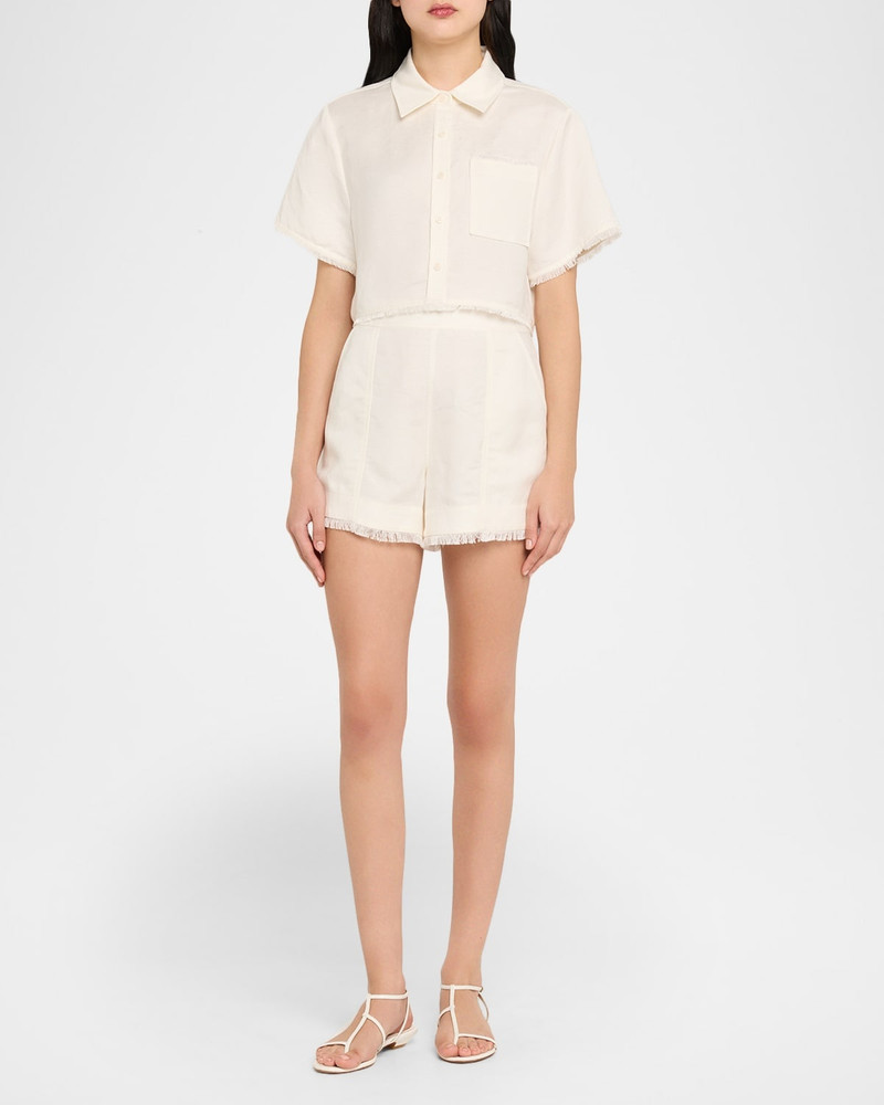 SIMKHAI Dax Fringe Linen-Blend Shorts outlook