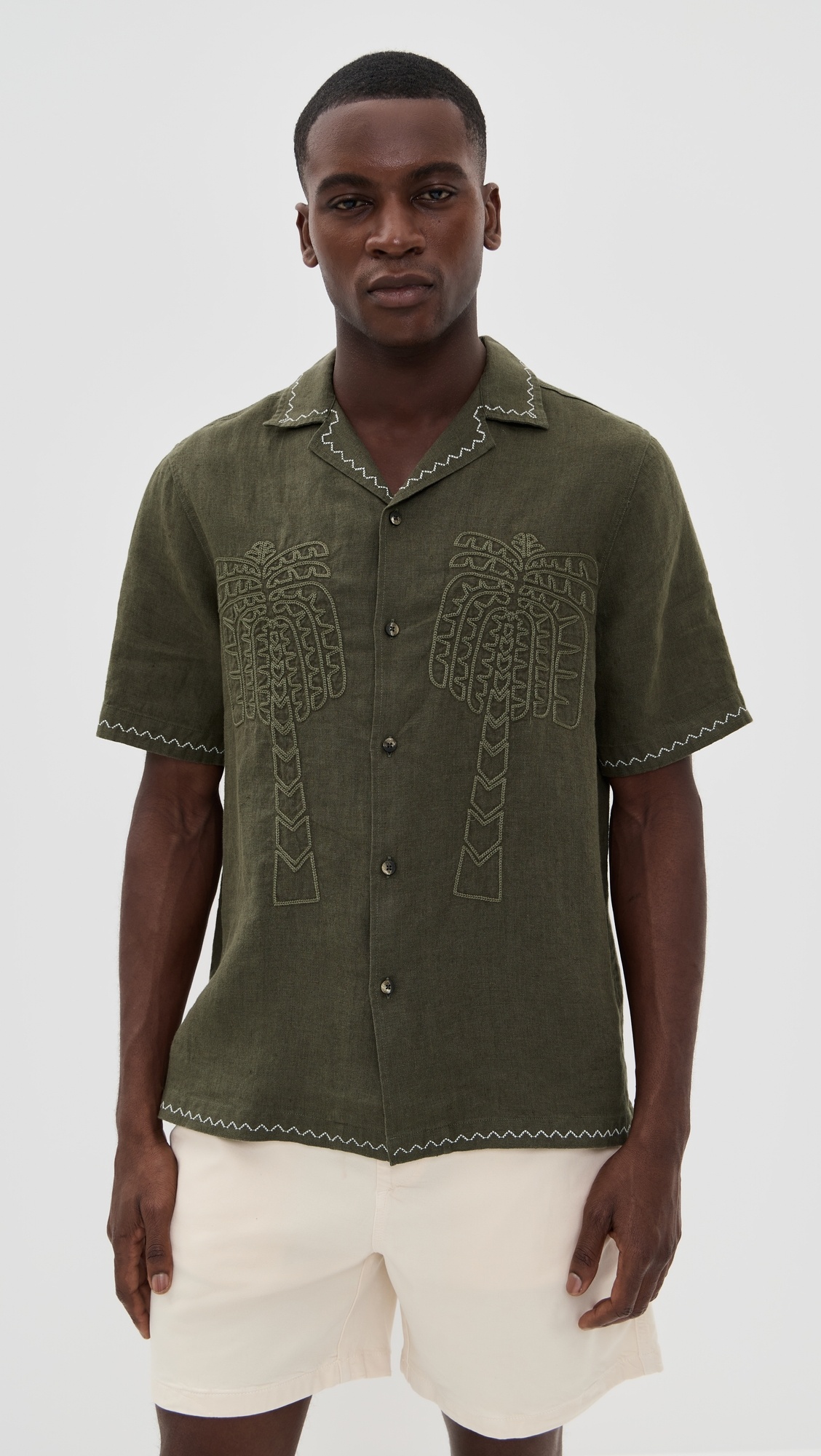 Flavio Palmeira Embroidered Linen Shirt - 6
