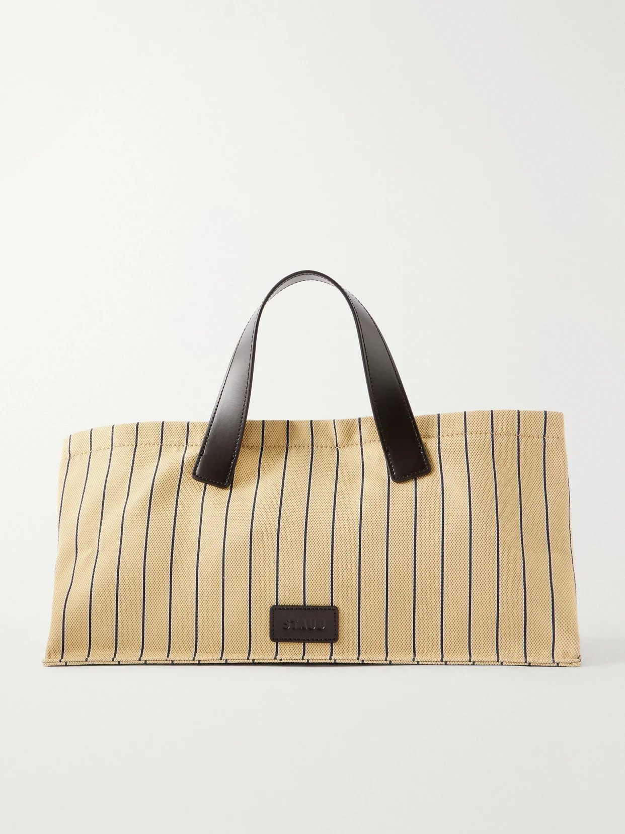 Port Logo-embossed Leather-trimmed Striped Canvas Tote - 1
