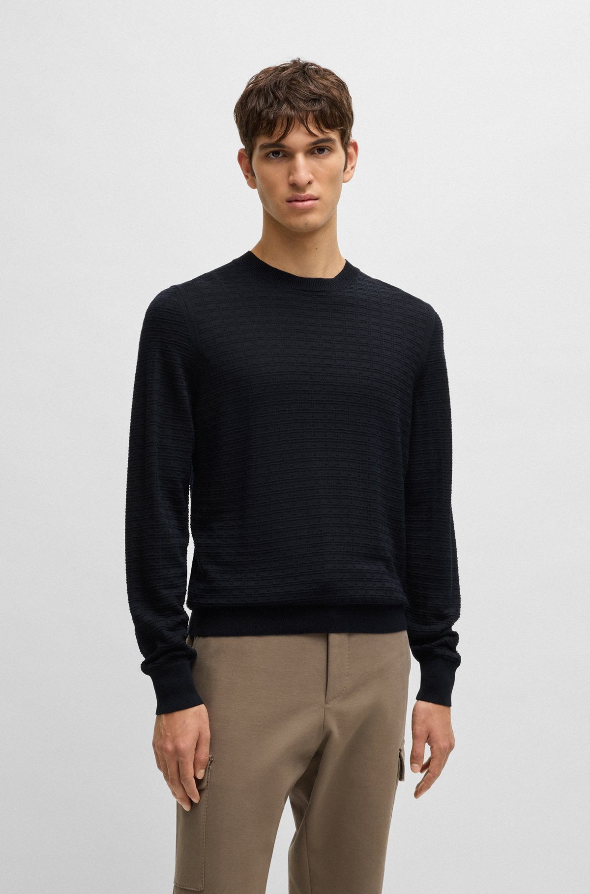 SILK SWEATER WITH KNITTED STRUCTURE IN REGULAR FIT - 2