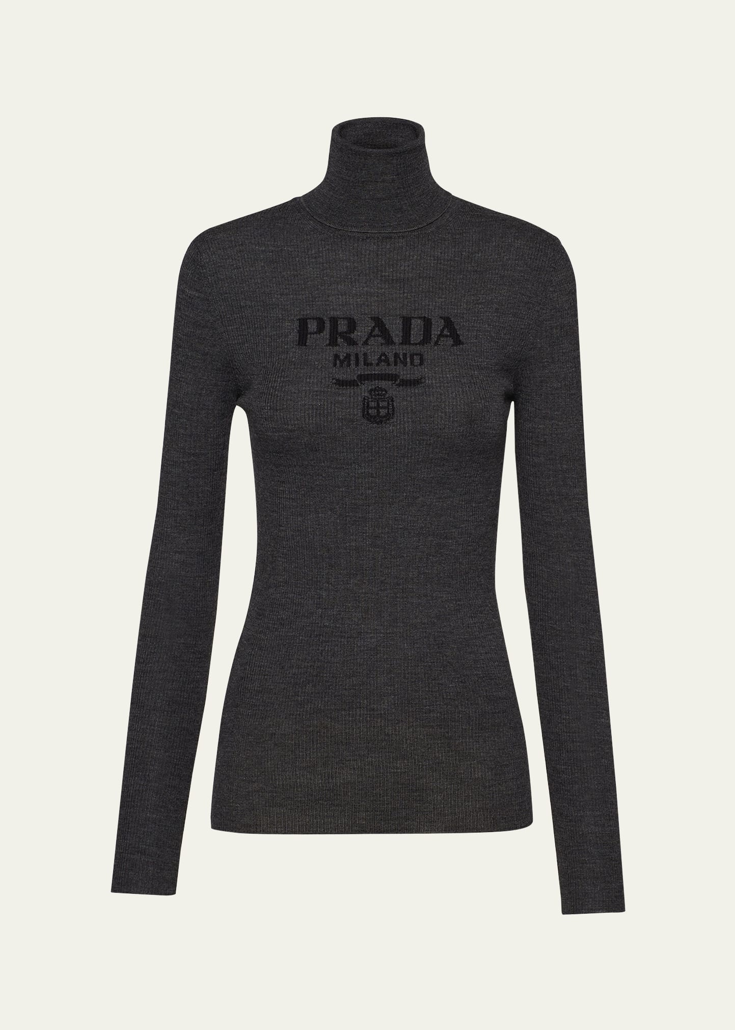 Intarsia Logo Wool Turtleneck Sweater - 1