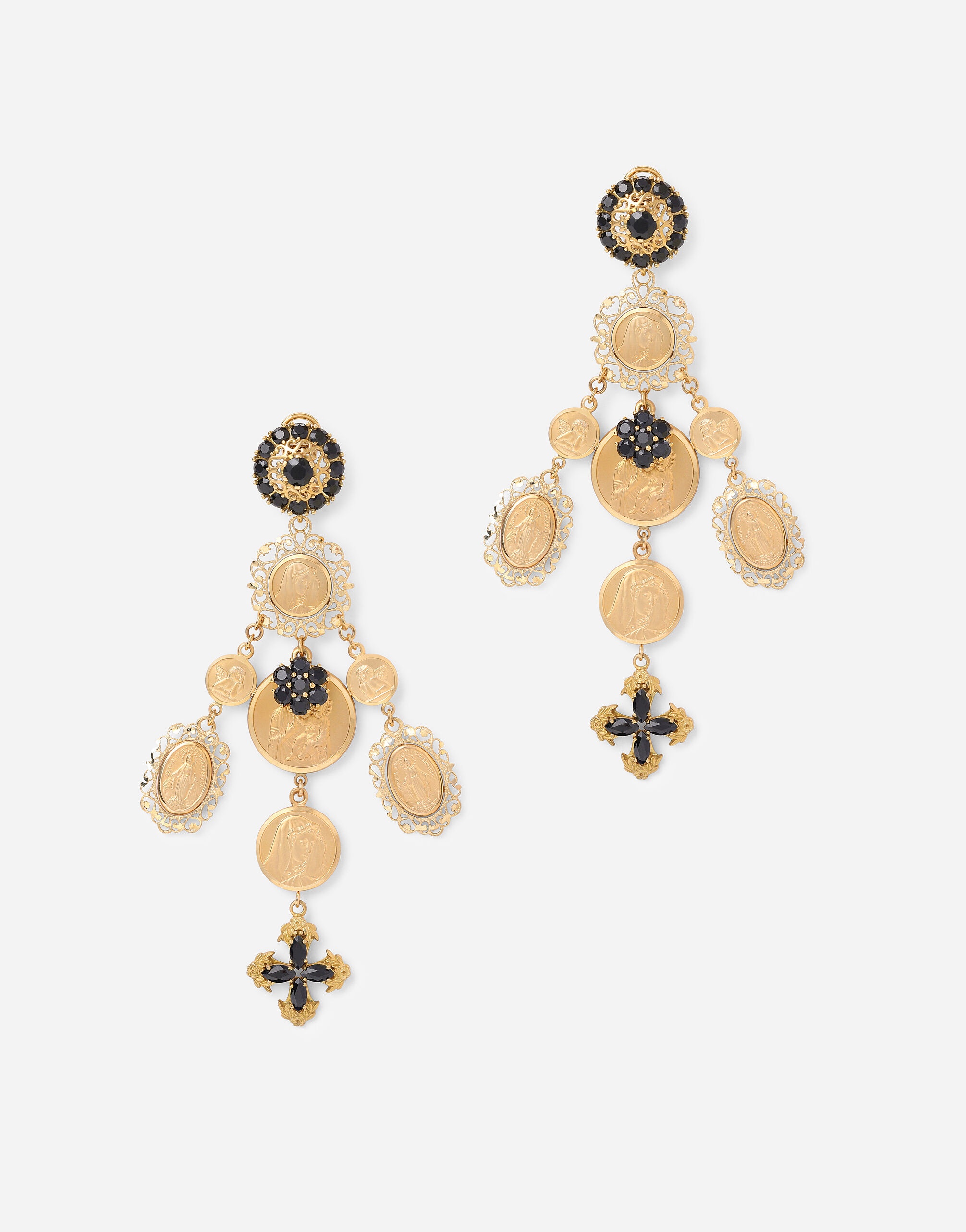 Sicily earrings in yellow 18kt gold with medals - 1