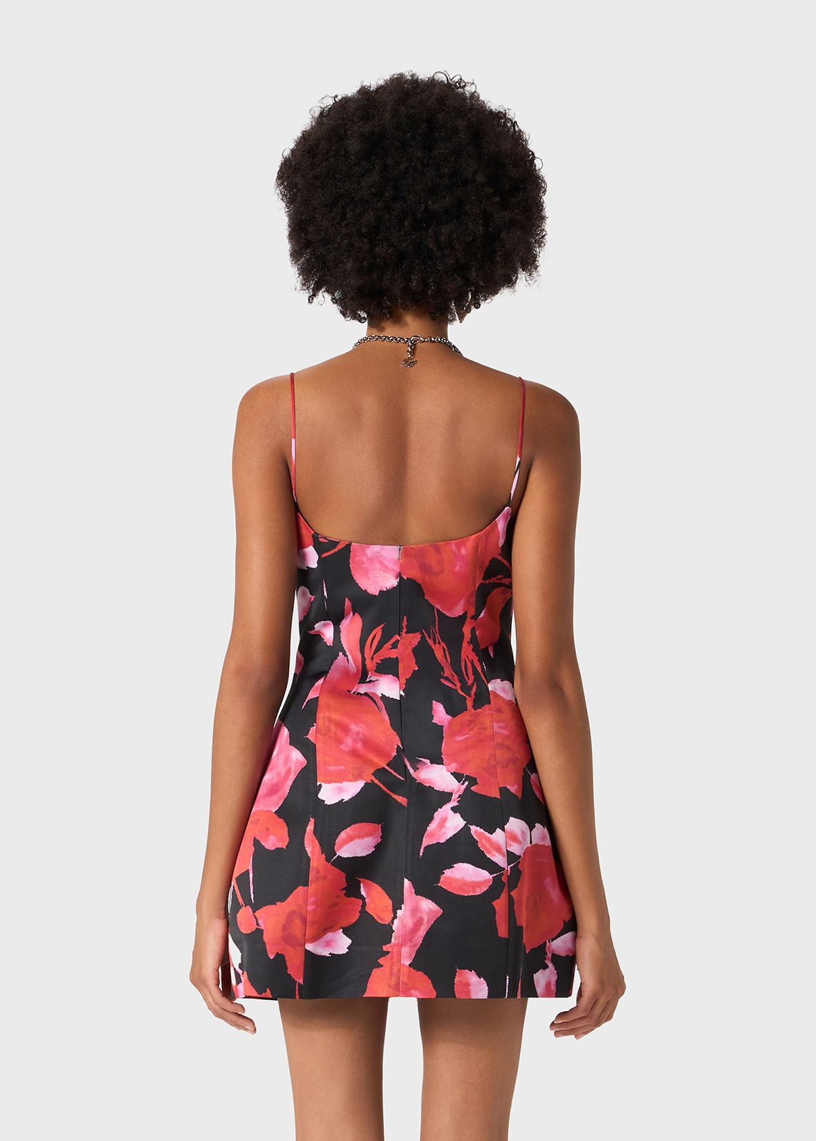 MINI DRESS IN PRINTED SATIN WITH SHAPED SKIRT - 4