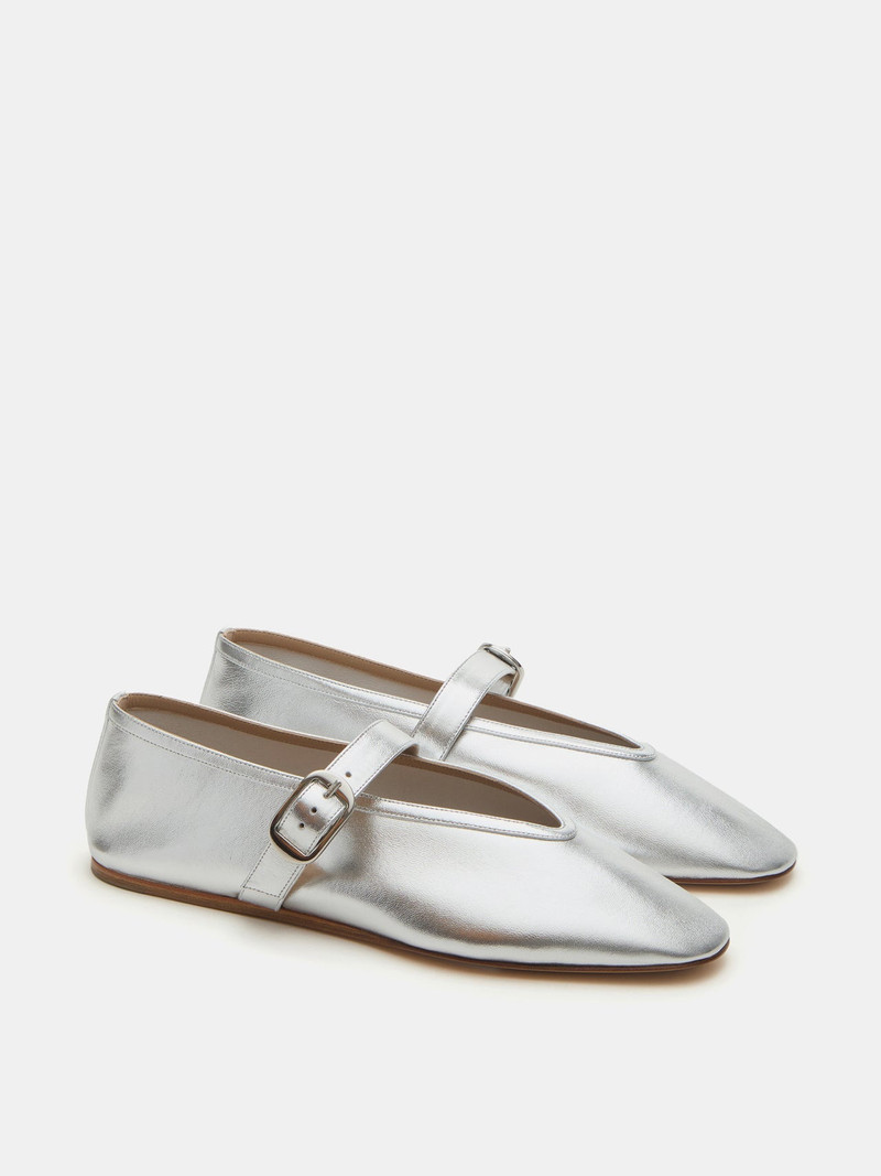 LE MONDE BÉRYL Stella Slipper / Metallic Silver Leather outlook