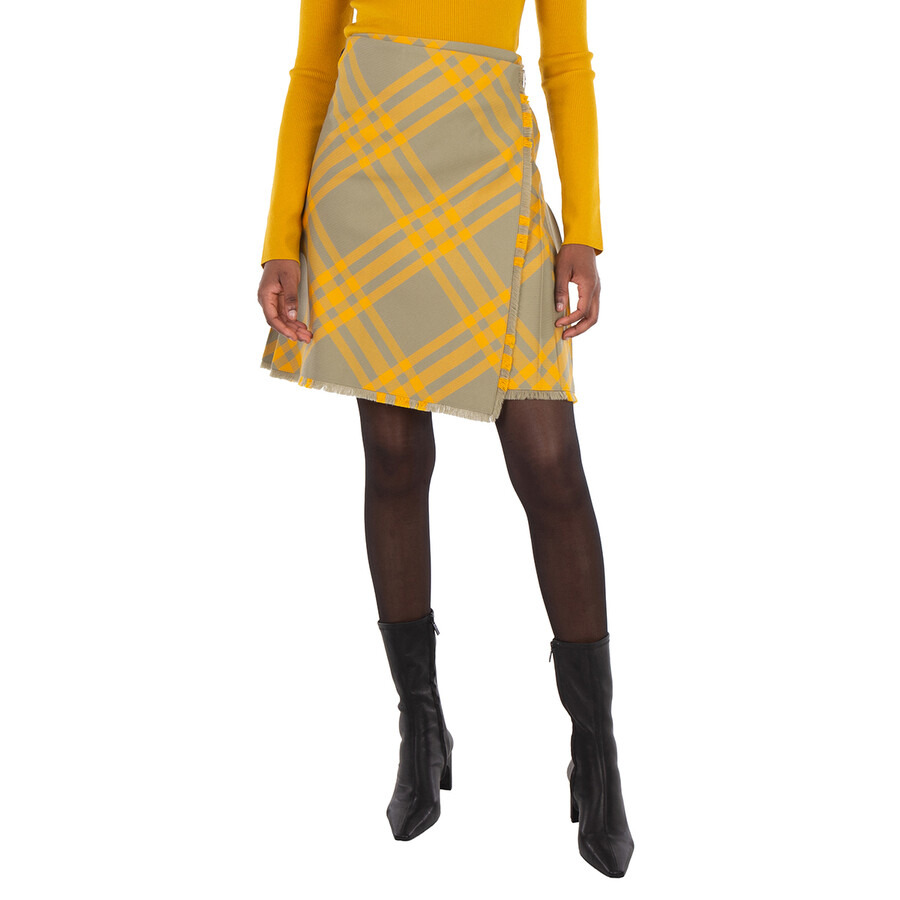 Burberry Check-Pattern Frayed Skirt - 3