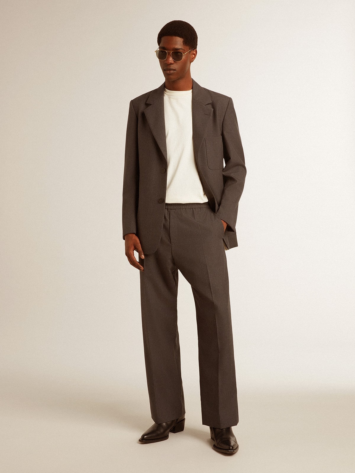 Men's tailored jacket in anthracite gray virgin wool - 3