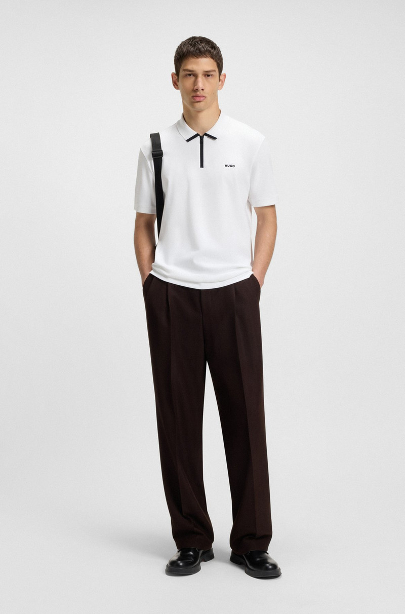 HUGO COTTON-PIQUÉ POLO SHIRT WITH CONTRAST LOGO outlook