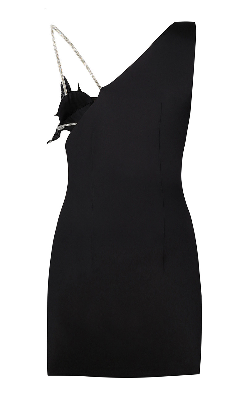 Orchid-Embellished Satin Mini Dress black 5