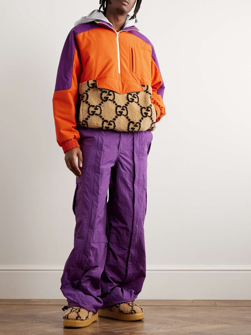 GUCCI Fleece- and Jersey-Trimmed Shell Half-Zip Jacket