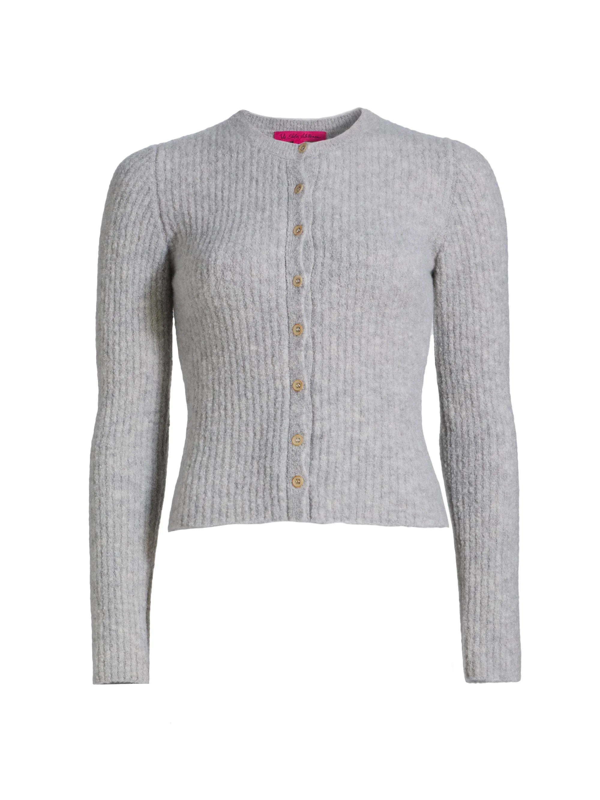 Women's Rib-Knit Cashmere-Silk Cardigan - Heather Grey - 1