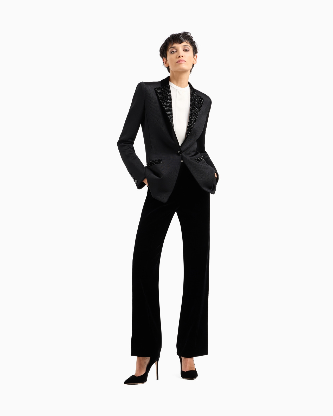 Cropped trousers in velvet - 2